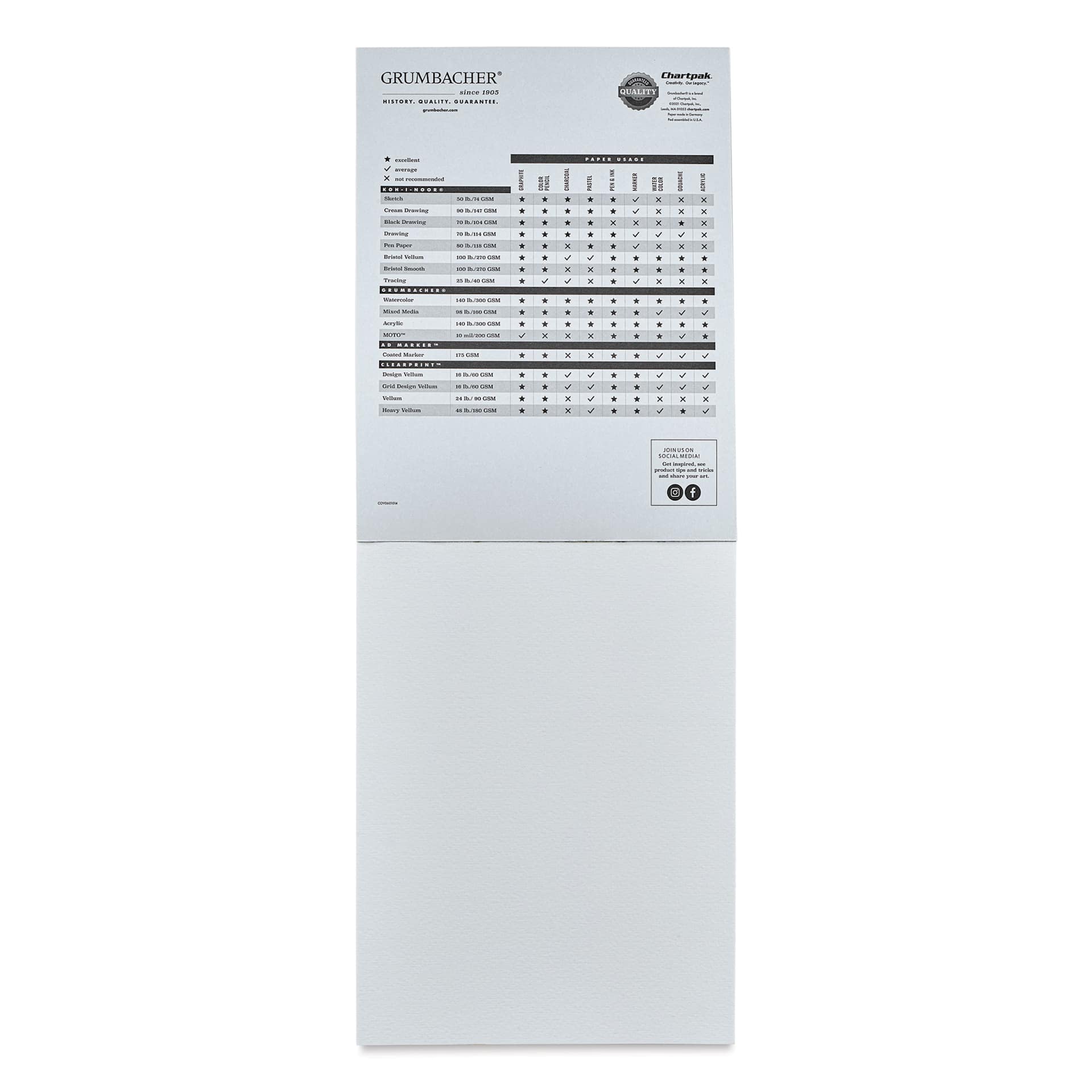 Grumbacher Watercolor Tapebound Pad - 9" x 12", 30 Sheets, 140 lb open to first page