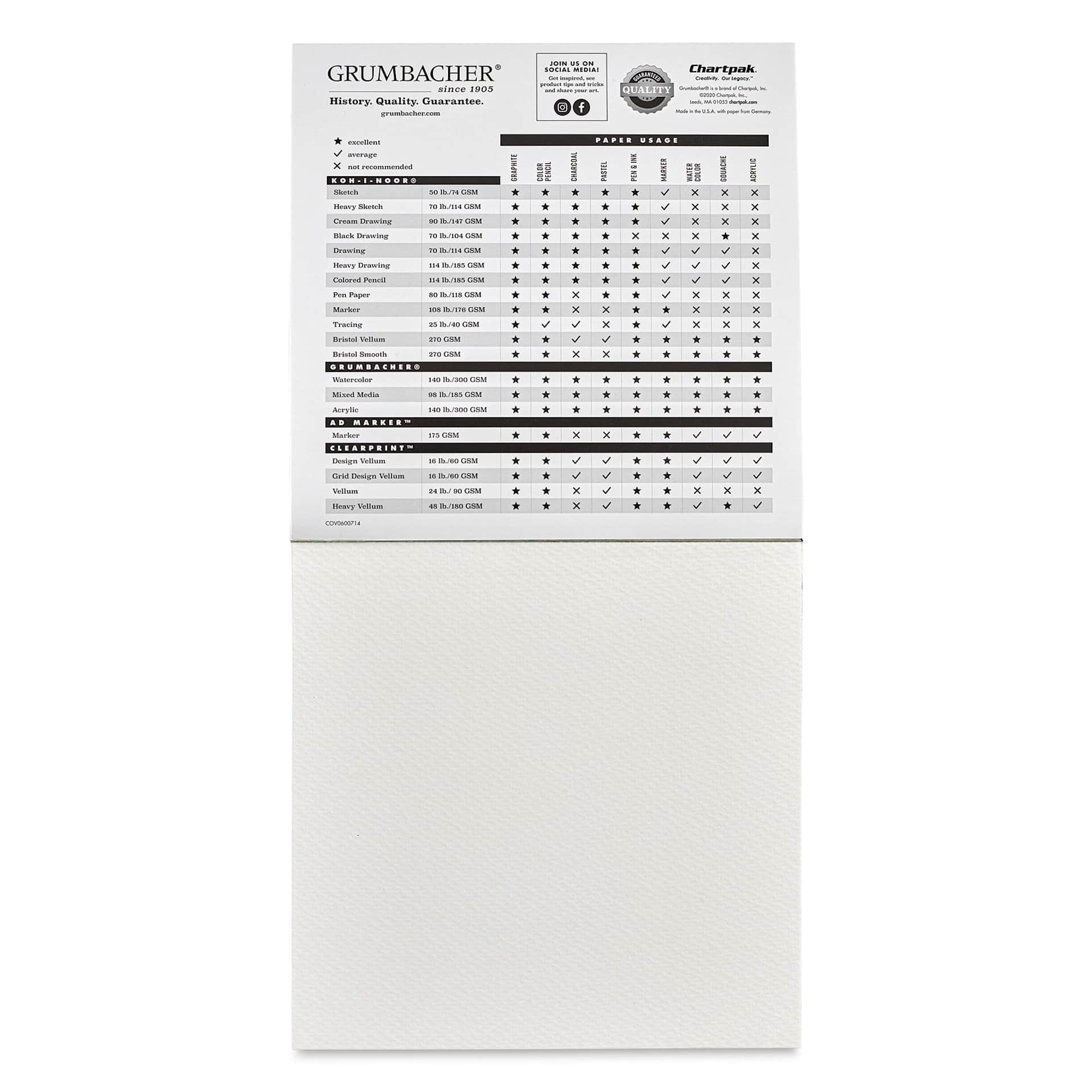 Grumbacher Watercolor Tapebound Pad - 8" x 8", 30 Sheets, 140 lb open to first page