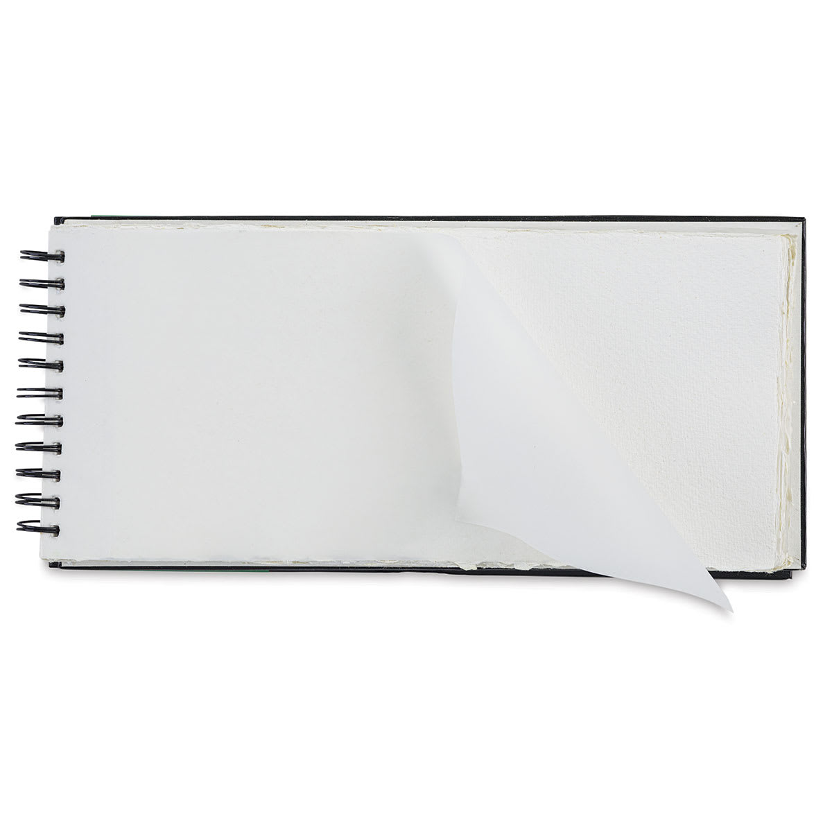 Indigo Artpapers Watercolor Hard Cover WiroPad - 6" x 12", pad flipped open
