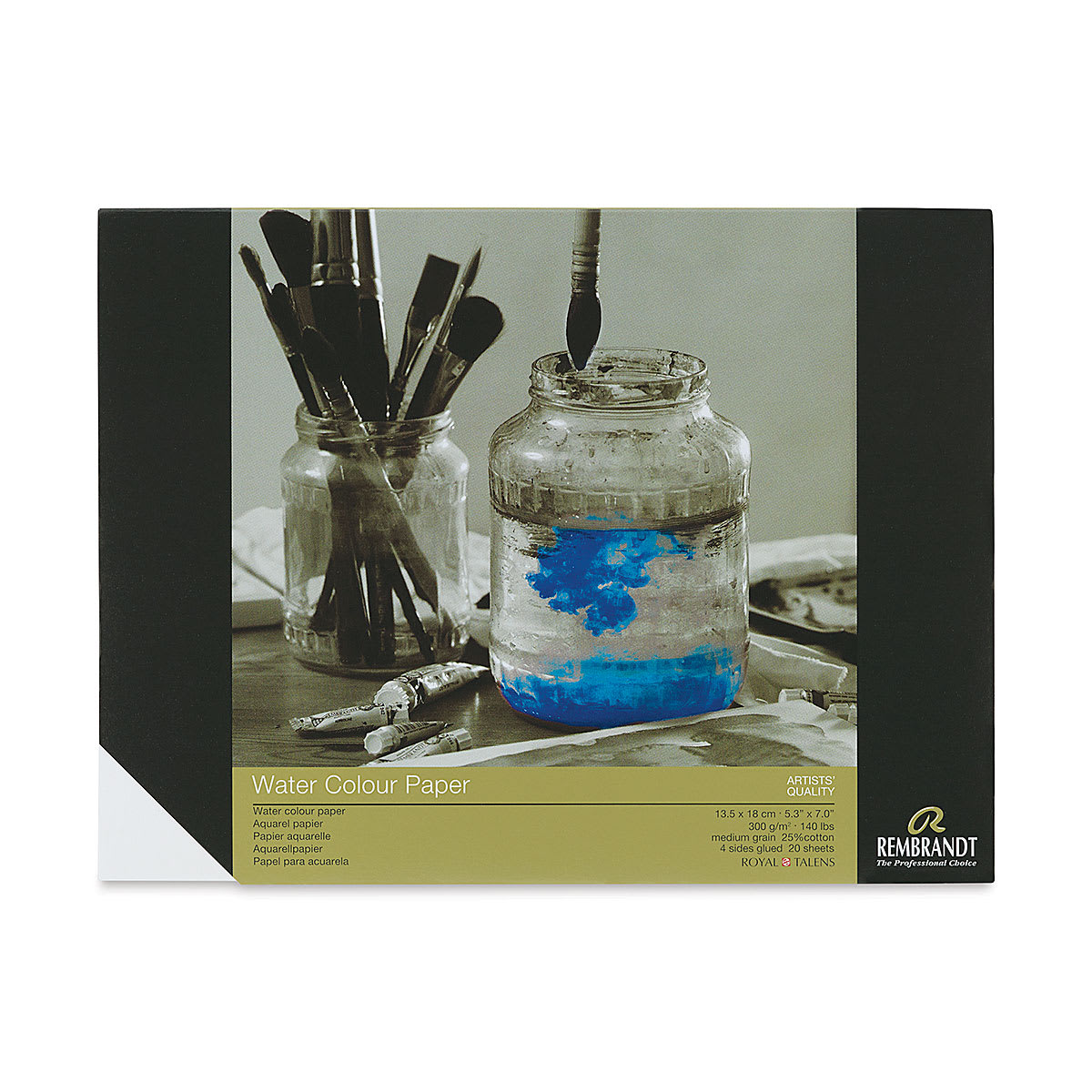 Rembrandt 25% Cotton Watercolor Paper Block - 5-1/2" x 7", front cover