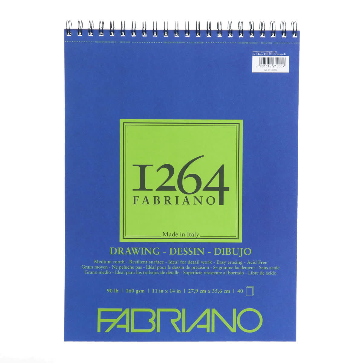 Fabriano 1264 Drawing Pad, 11”x14”, 90 lb, 40 Sheets