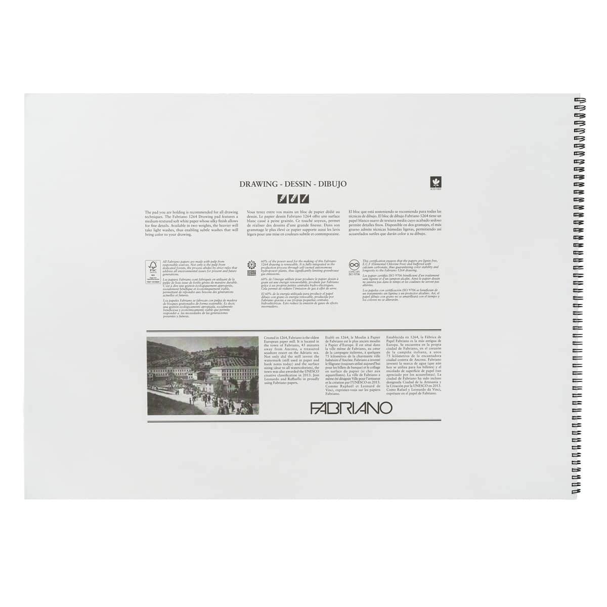 Fabriano 1264 Drawing Pad, 18 inx24 in, 90 lb, 20 Sheets