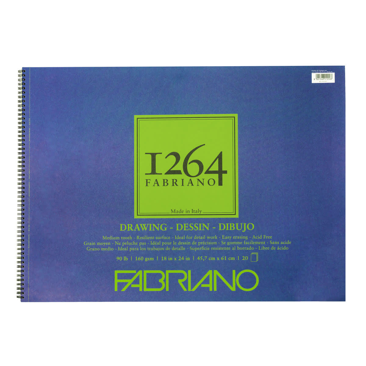 Fabriano 1264 Drawing Pad, 18 inx24 in, 90 lb, 20 Sheets