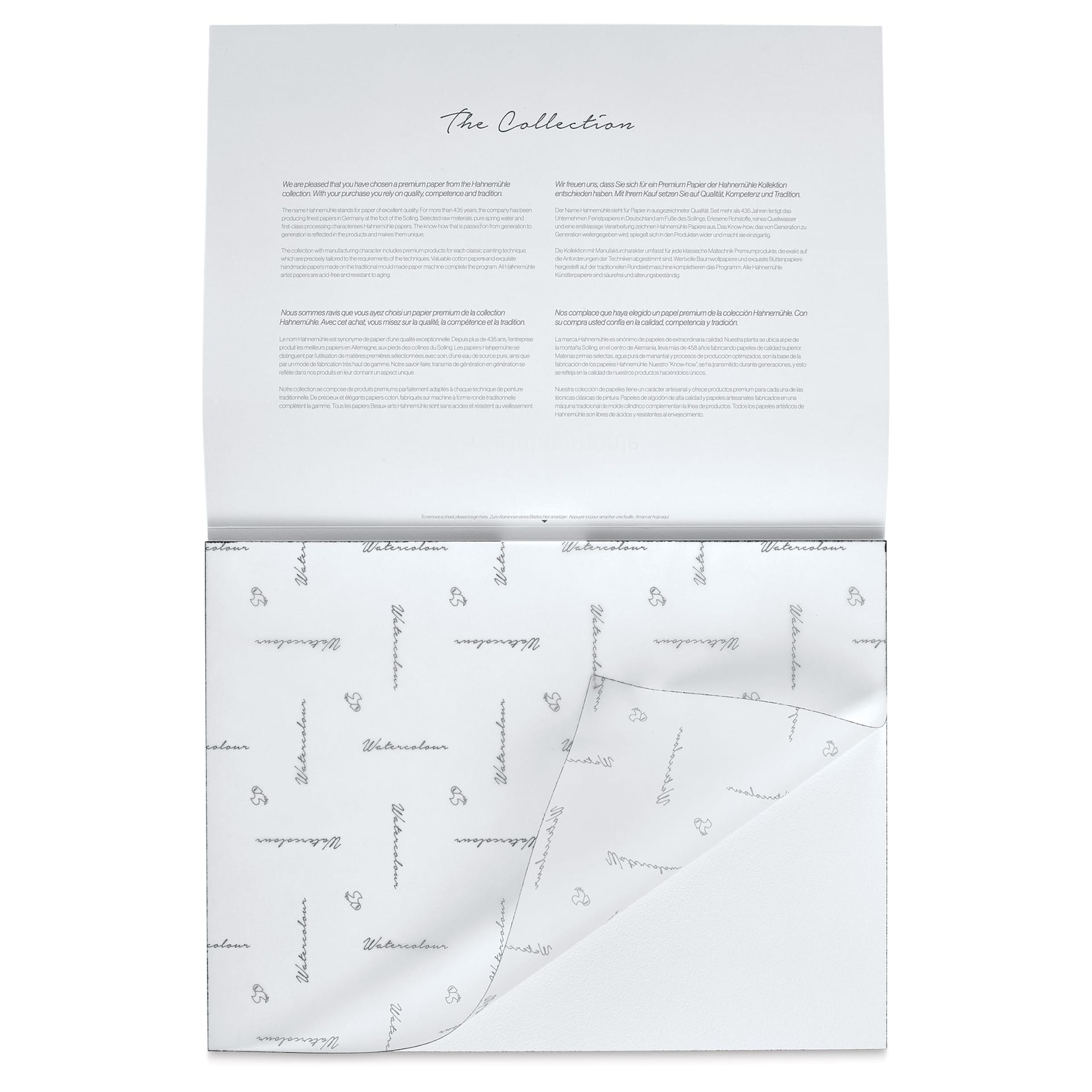 Hahnemühle The Collection Watercolor Block - Rough, 11.8" x 15.7", 140 lb, 10 Sheets cover sheet on block