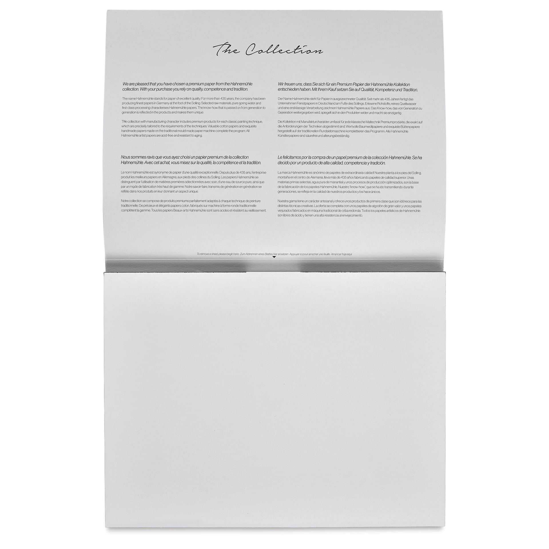 Hahnemühle The Collection Watercolor Block - Hot Press, 9.4" x 12.6", 300 lb, 10 Sheets open to first page