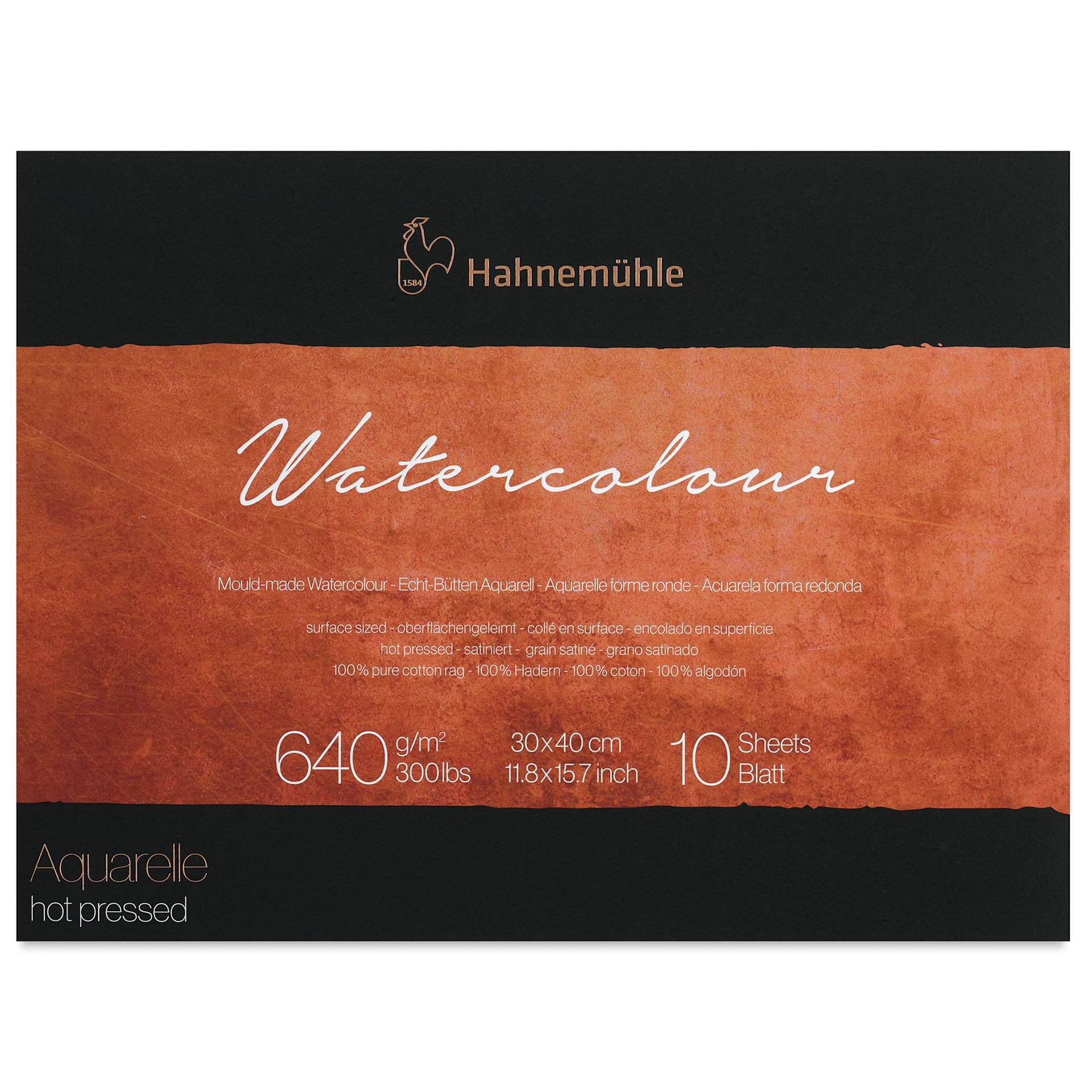 Hahnemühle The Collection Watercolor Block - Hot Press, 11.8" x 15.7", 300 lb, 10 Sheets front cover