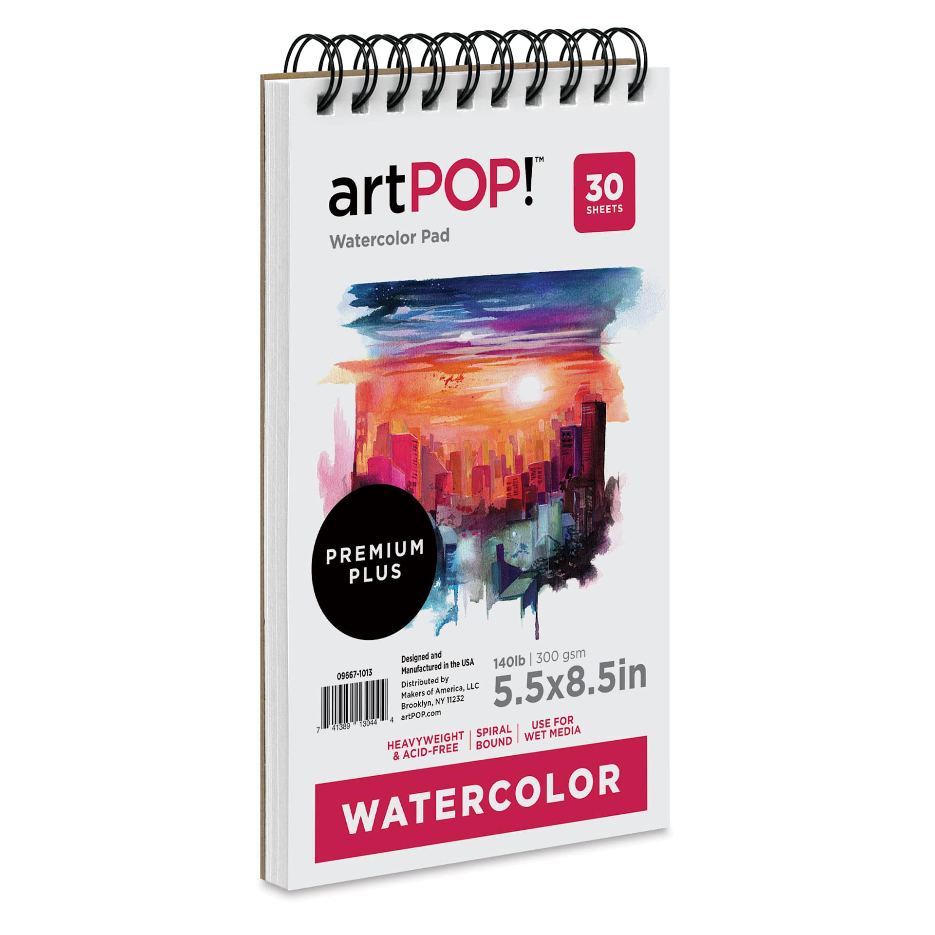 artPOP! Watercolor Spiral Bound Pad - 5-1/2" x 8-1/2", 30 sheets, front of pad