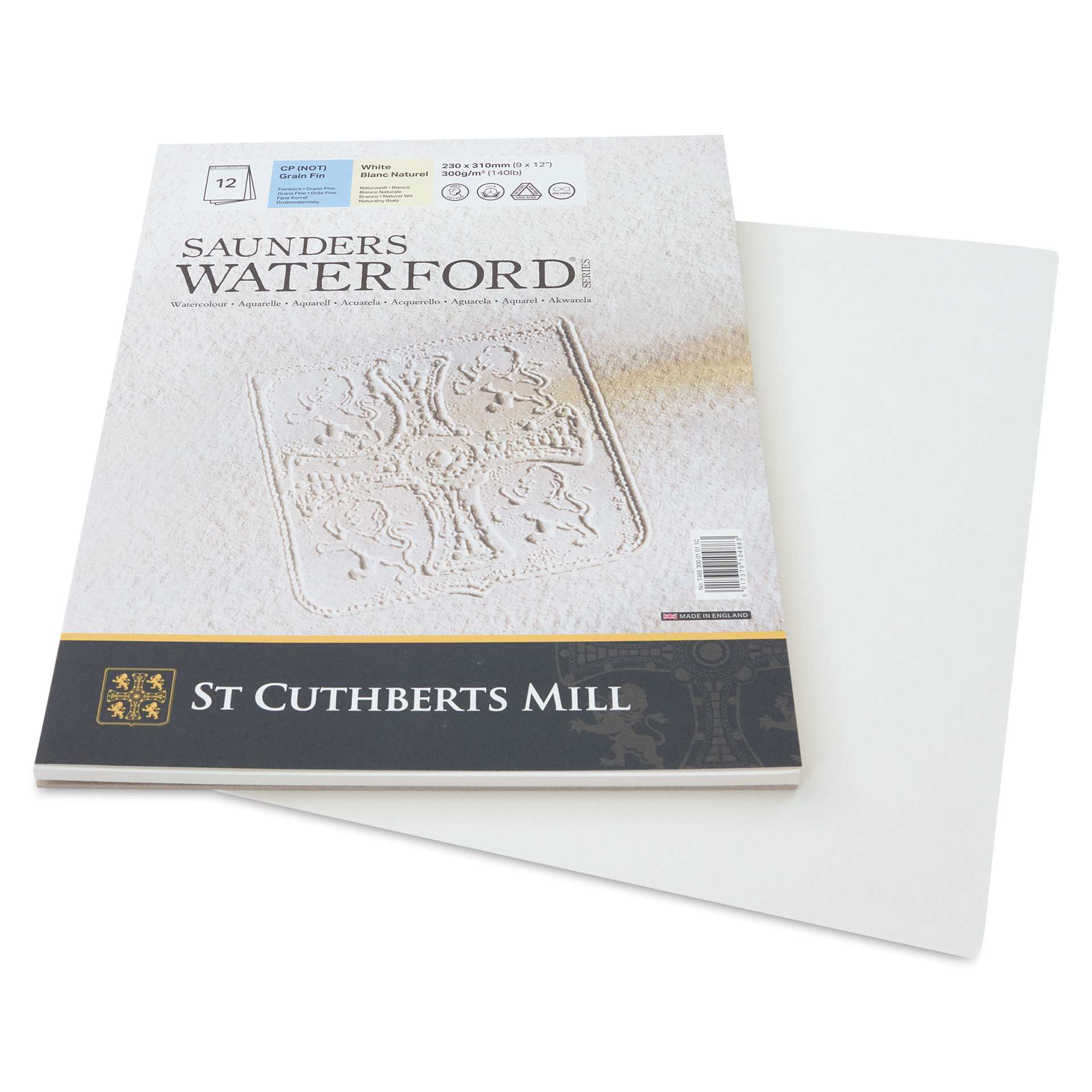 Saunders Waterford Watercolor Pad - 9" x 12", Cold Press, 140 lb, 12 Sheets (partially removed sheet) 