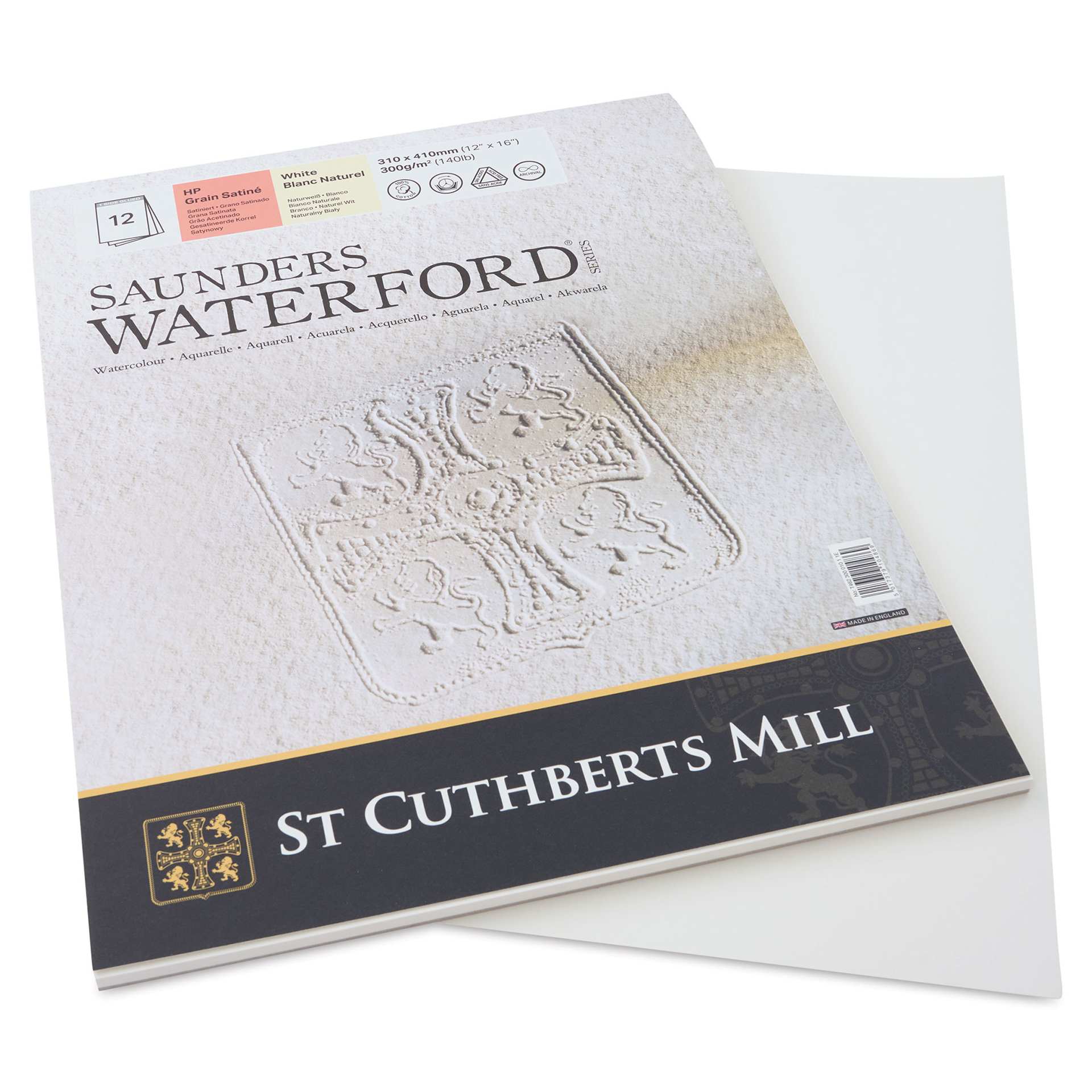 Saunders Waterford Watercolor Pad - 12" x 16", Hot Press, 140 lb (partially removed sheet)