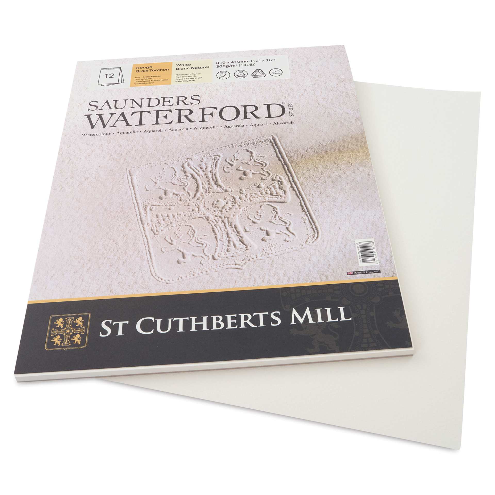 Saunders Waterford Watercolor Pad - 12" x 16", Rough, 140 lb (partially removed sheet)