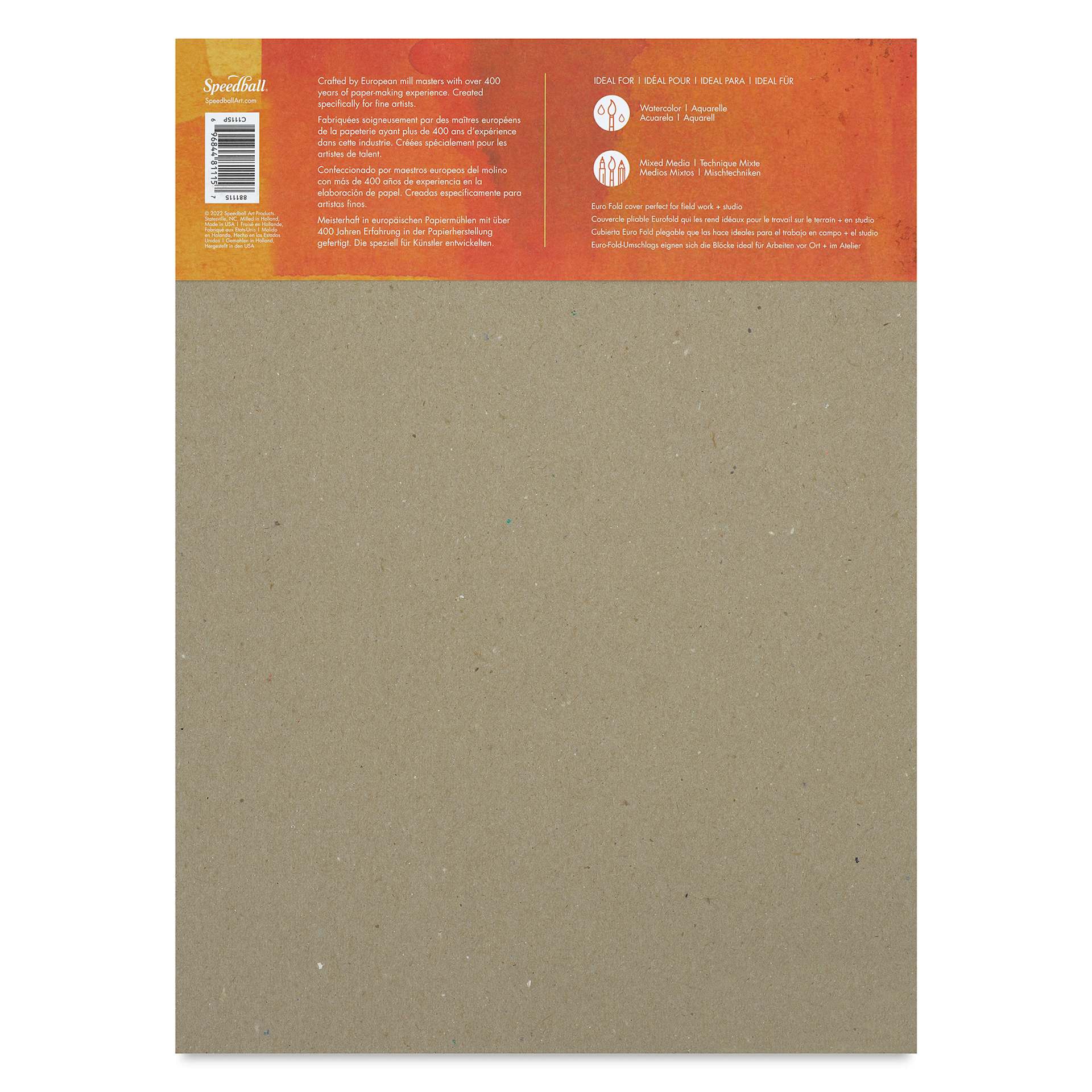 Fluid Watercolor Pad - 11" x 15", Cold Press, 20 Sheets, back of pad