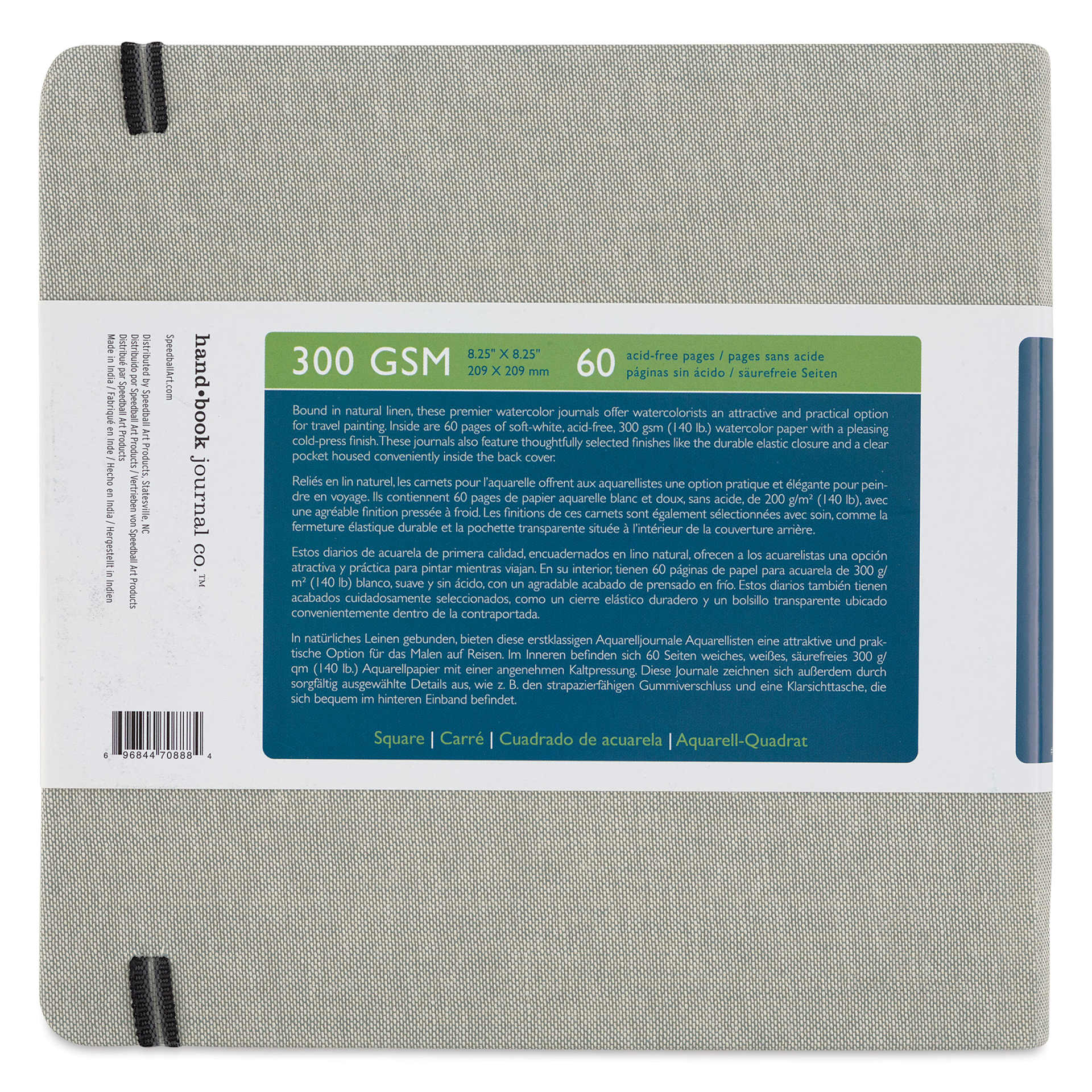 Hand Book Paper Co. Watercolor Journal - 8-1/4" x 8-1/4", Square, back of the notebook