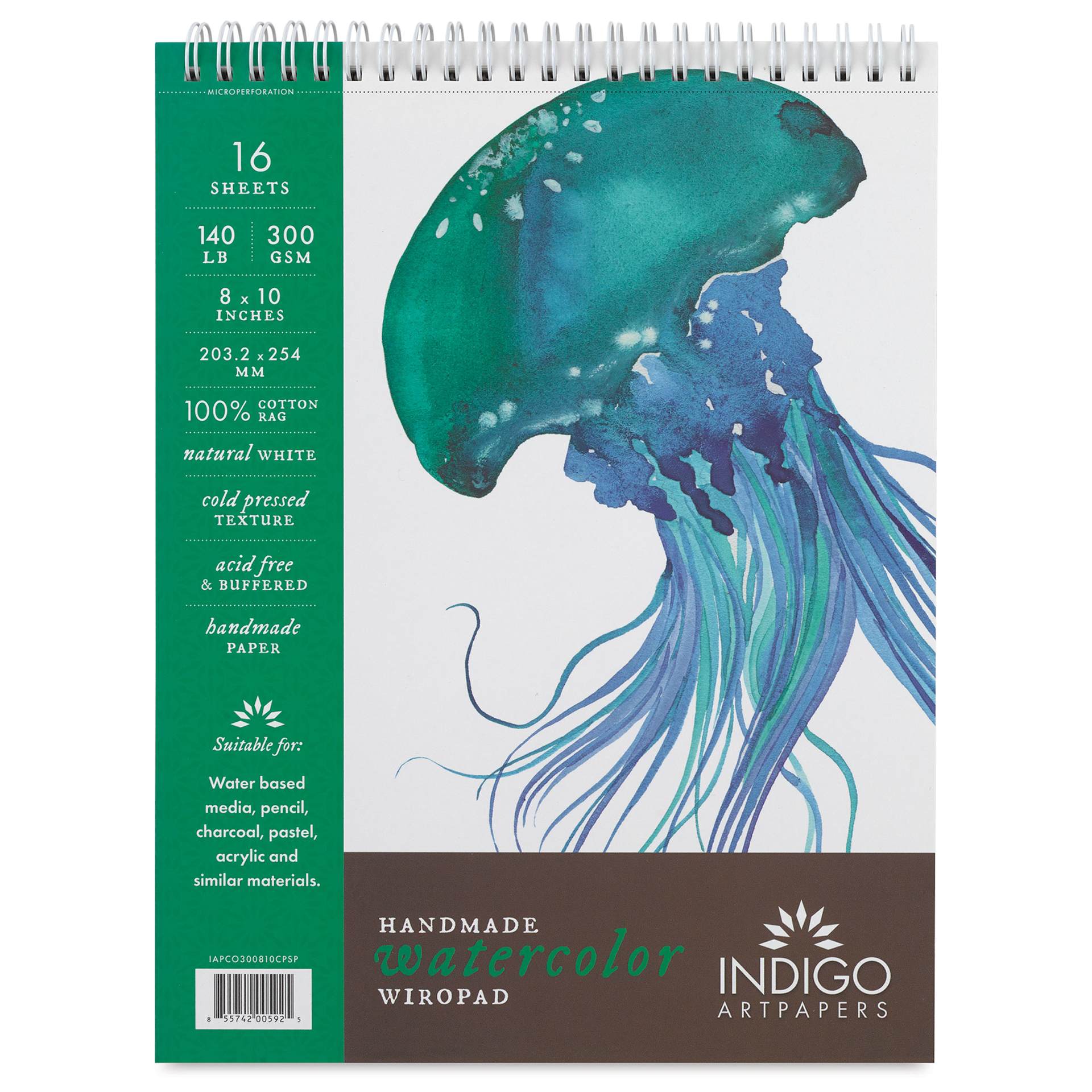 Indigo Artpapers Watercolor Wiropad - 8" x 10", front cover