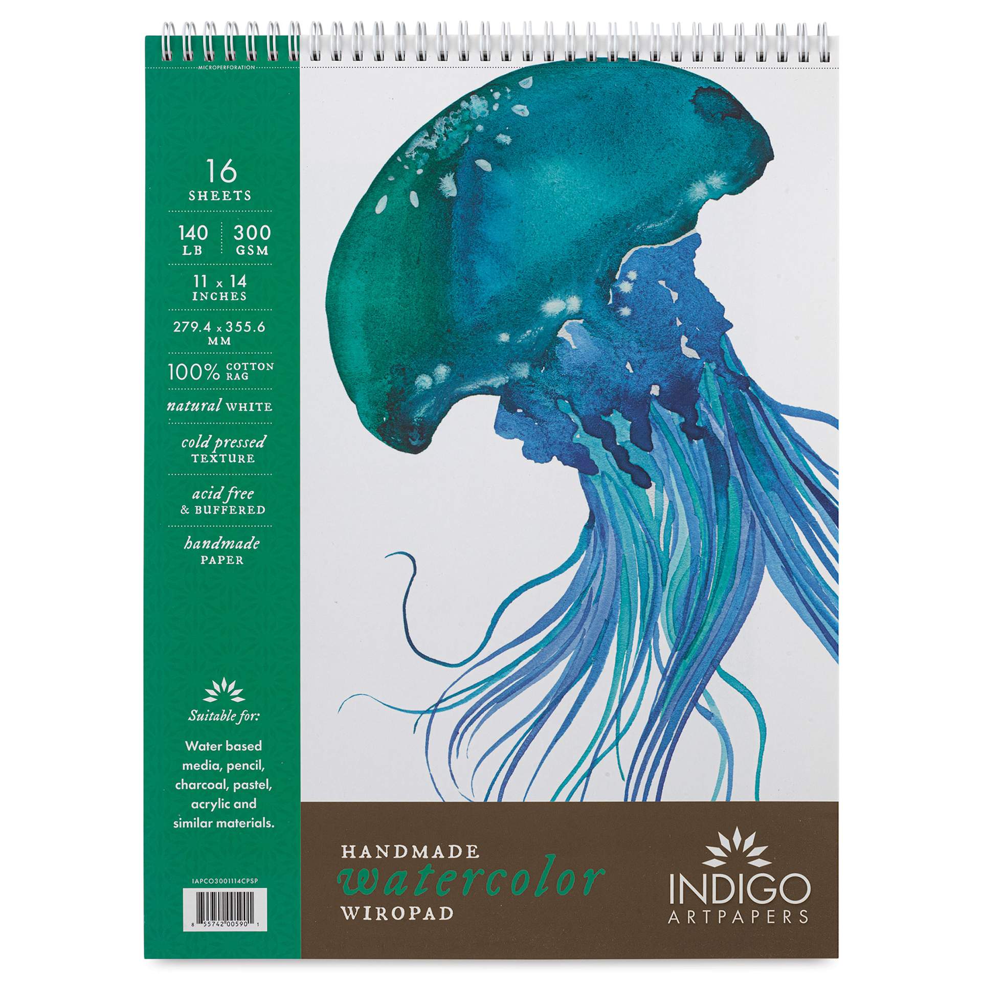 Indigo Artpapers Watercolor Wiropad - 11" x 14", front cover