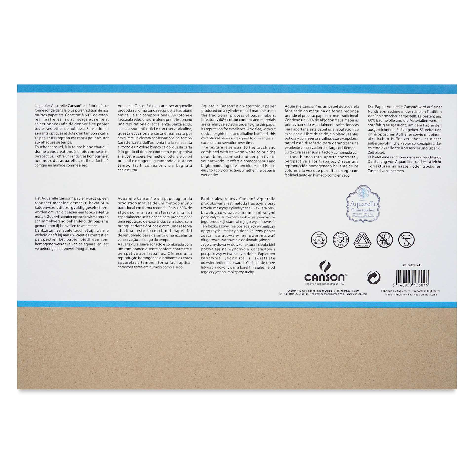 Canson Aquarelle Block - Blick Exclusive! 9.8" x 14.2", Rough Press, back cover