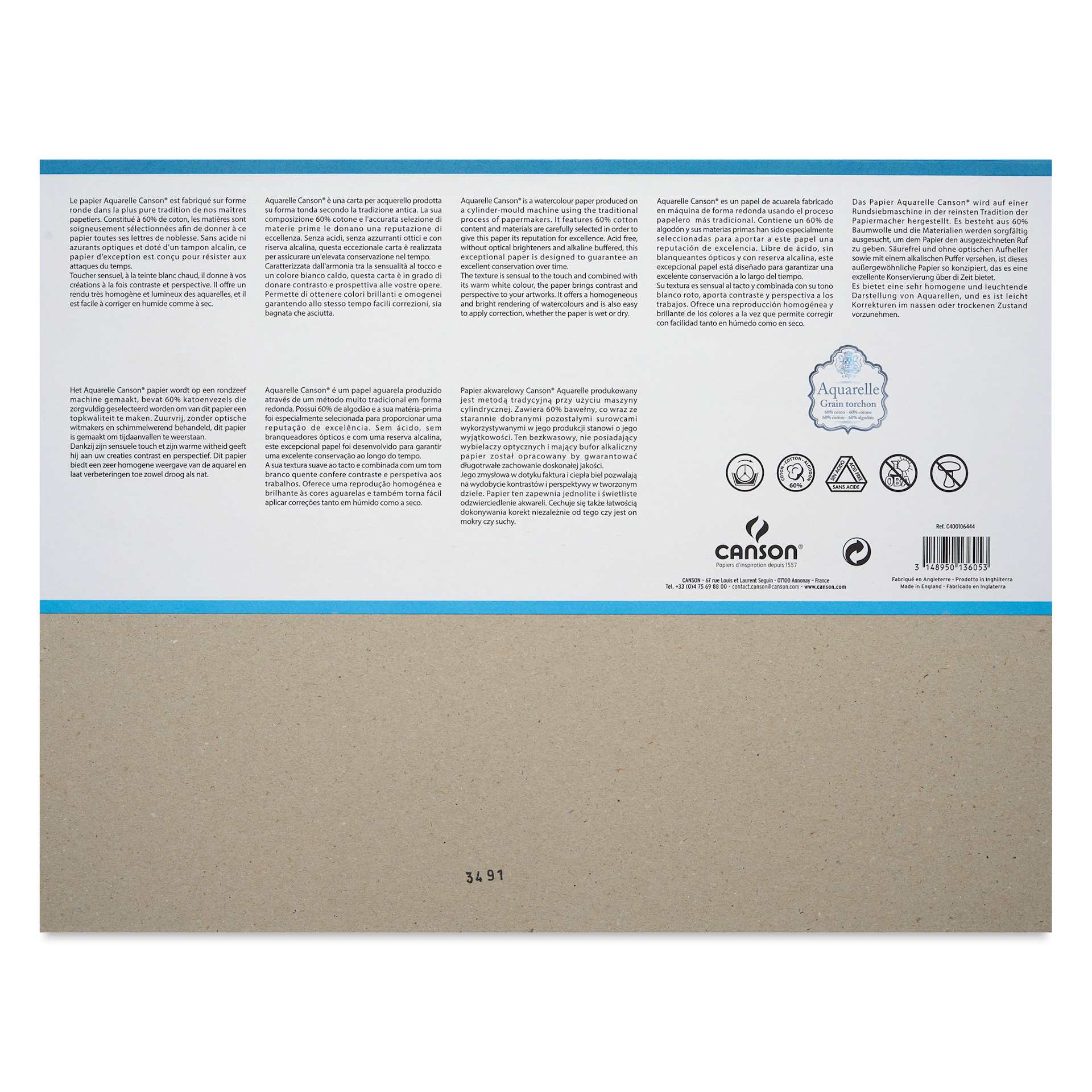 Canson Aquarelle Block - Blick Exclusive! 12.2" x 16.1", Rough Press, back cover