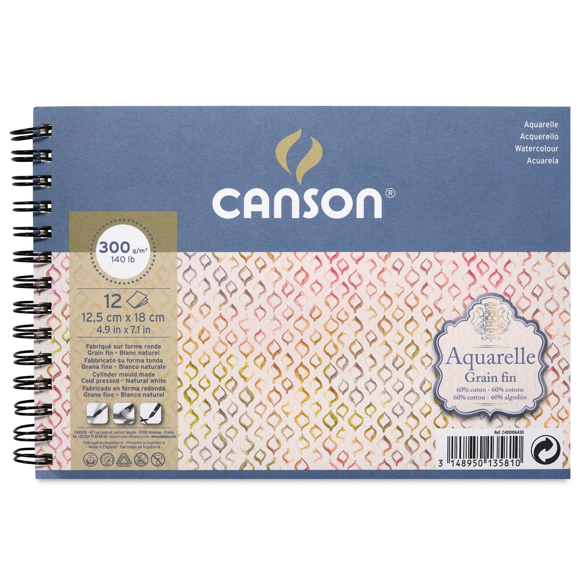 Canson Wirebound Aquarelle Pad - Blick Exclusive! 4.9" x 7.1", Cold Press, front cover