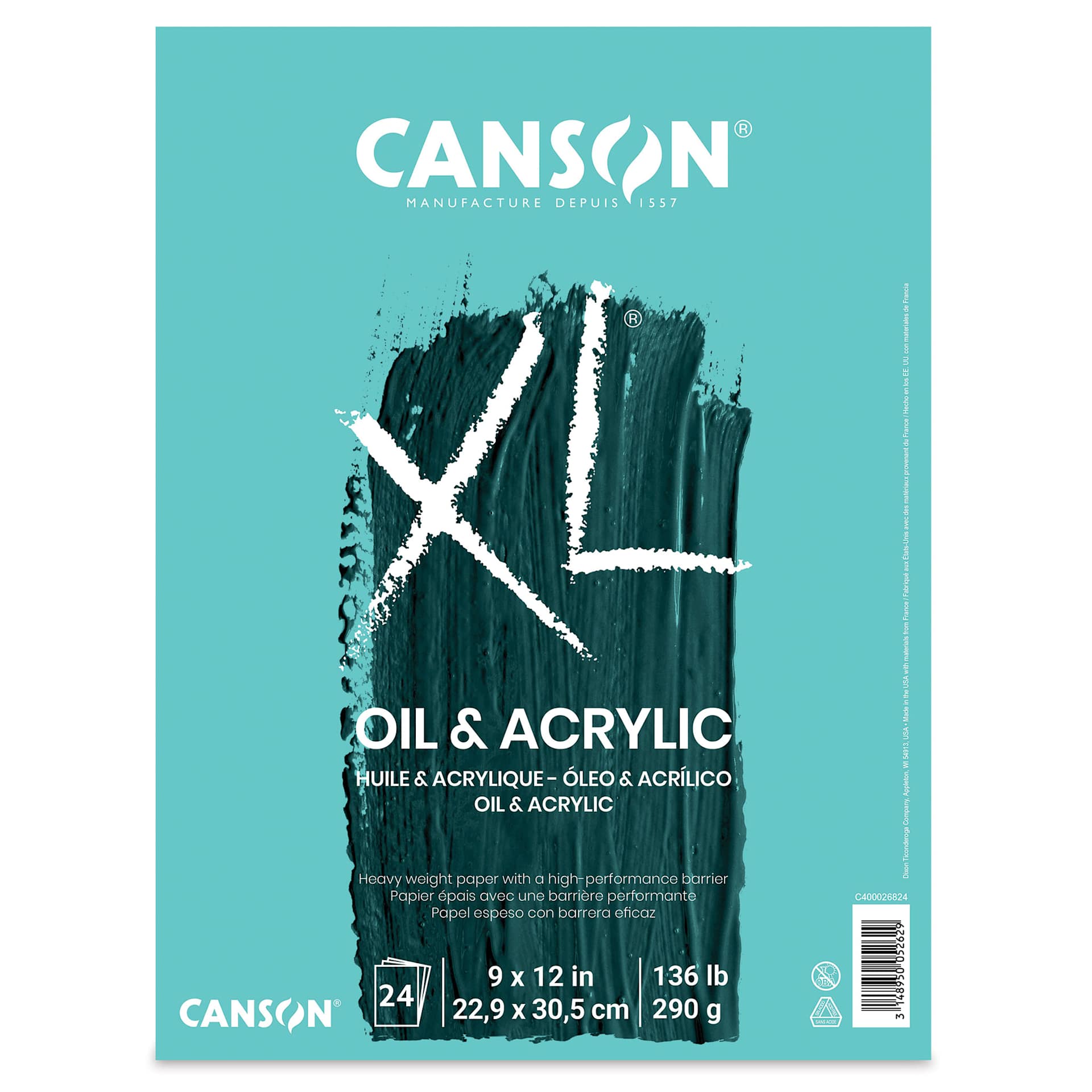 Canson XL Oil and Acrylic Pad - 9" x 12", 24 Sheets - front