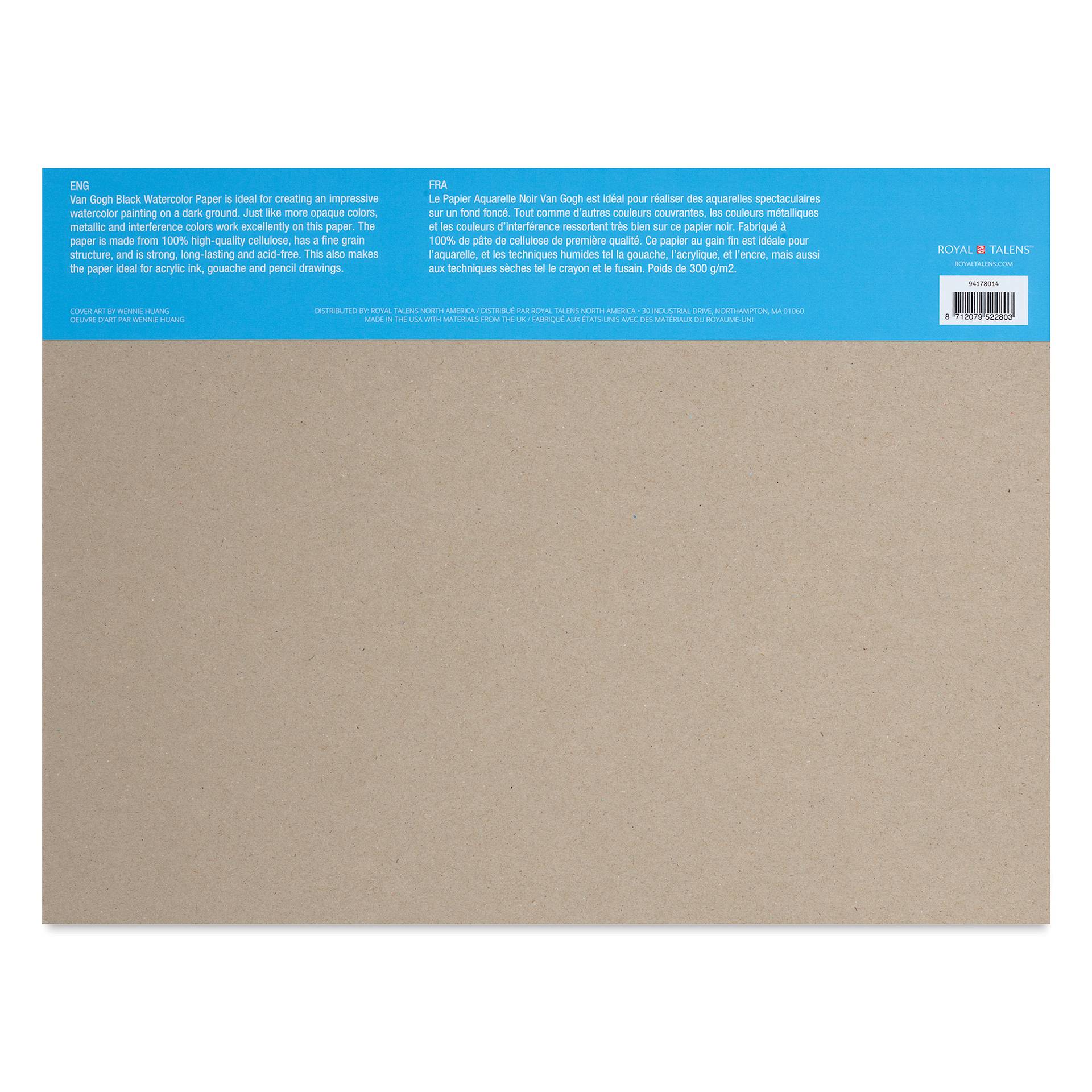 Van Gogh Black Watercolor Block - 12" x 16", back cover