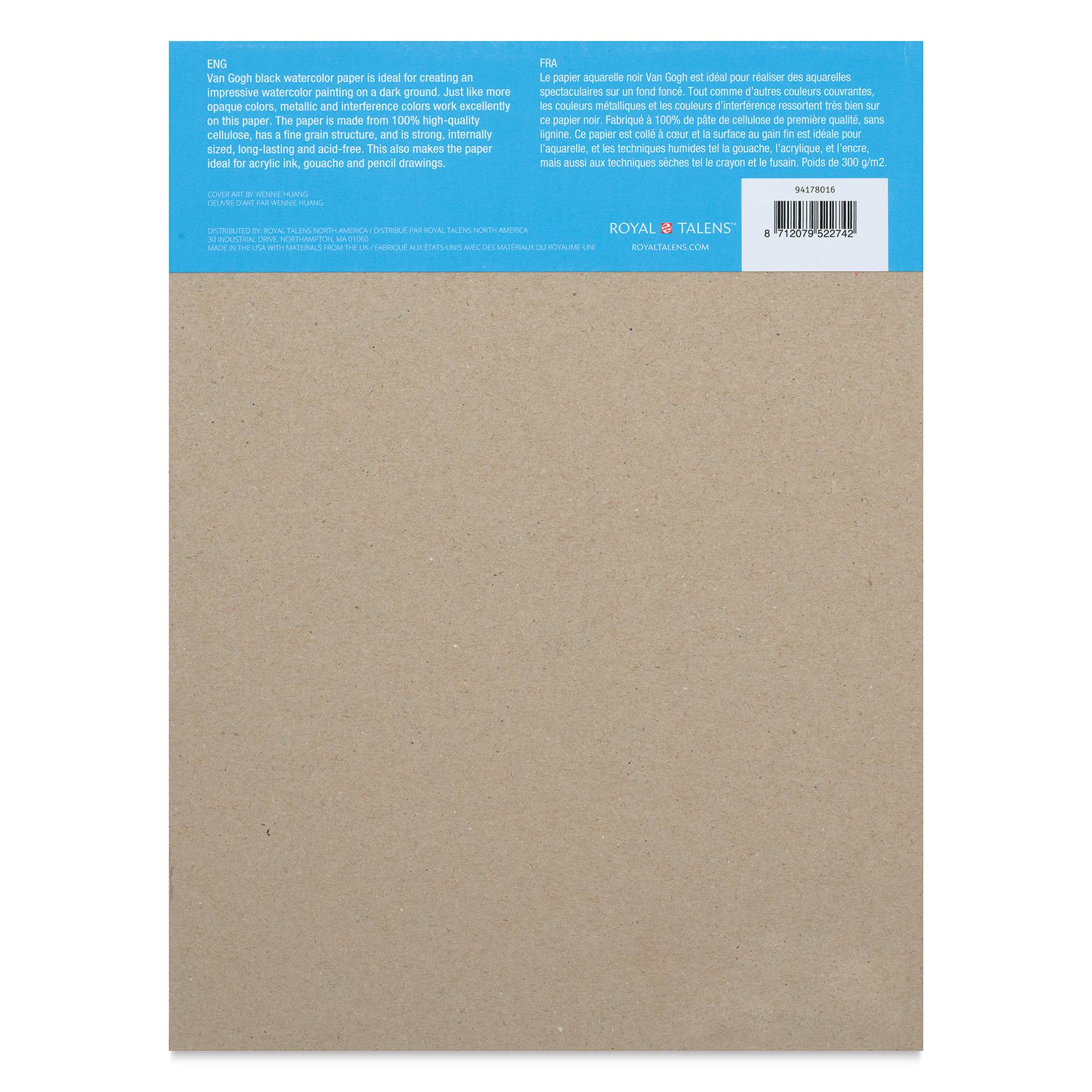 Van Gogh Black Watercolor Paper Pad - 9" x 12", back cover