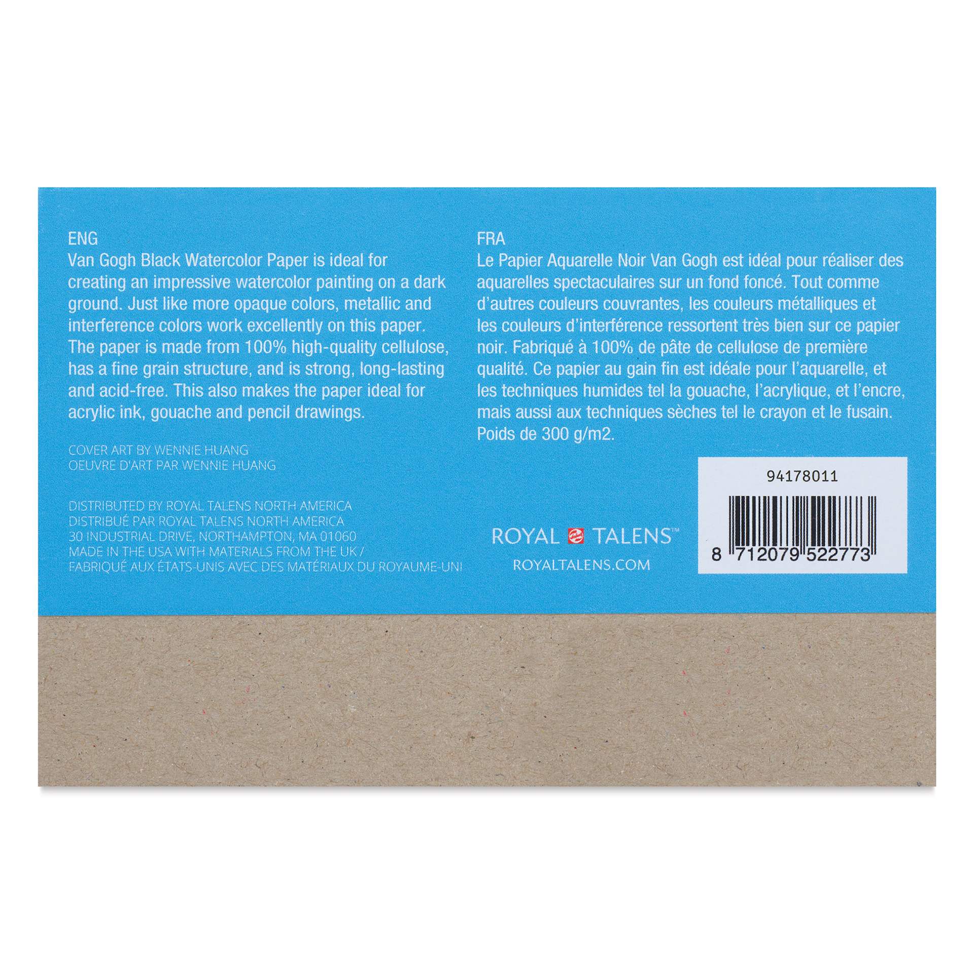 Van Gogh Black Watercolor Paper Pad - 4" x 6", back cover