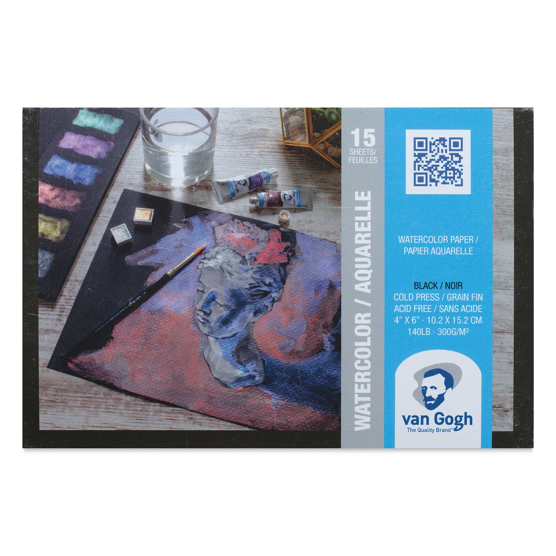 Van Gogh Black Watercolor Paper Pad - 4" x 6", front cover