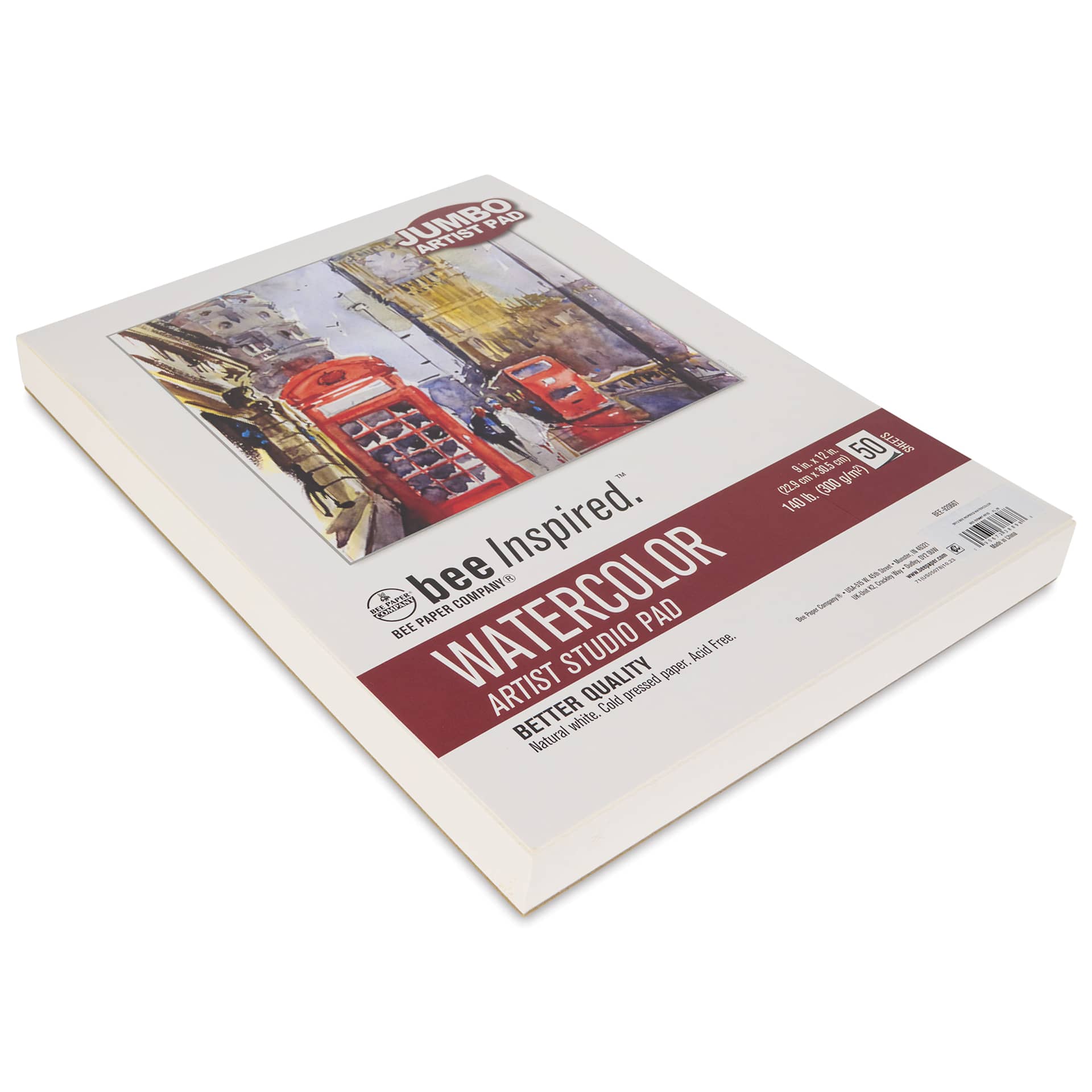 Bee Inspired Watercolor Jumbo Artist Pad - 9" x 12", laid flat