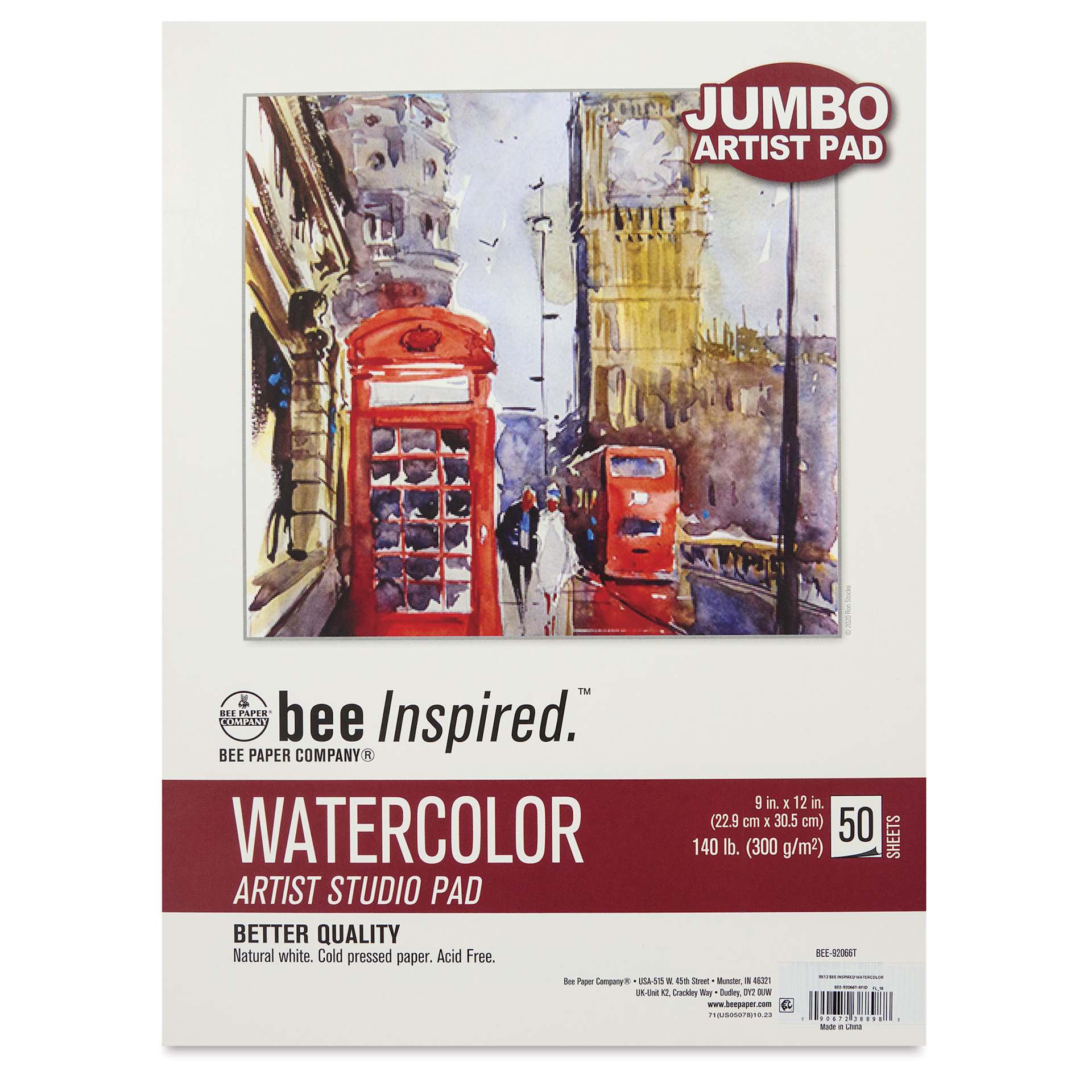Bee Inspired Watercolor Jumbo Artist Pad - 9" x 12", front cover