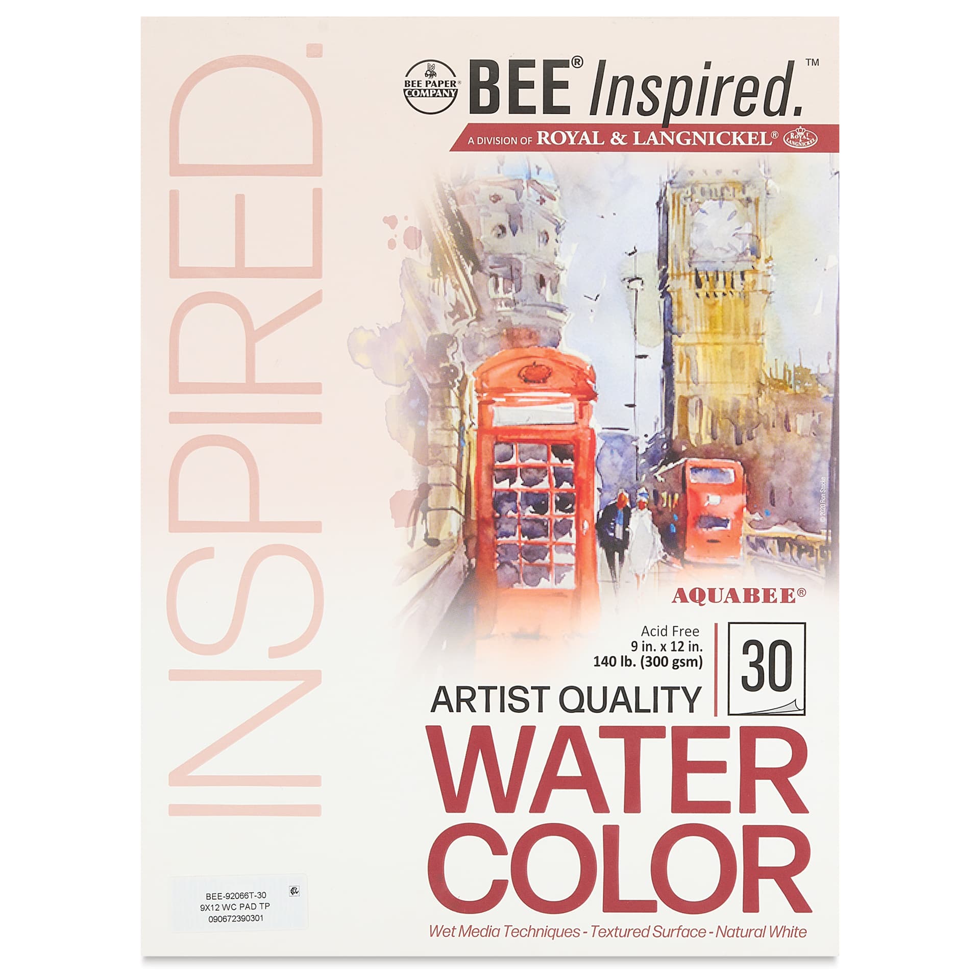 Bee Inspired Tape Bound Watercolor Pad - 9" x 12", 300 gsm, 30 Sheets