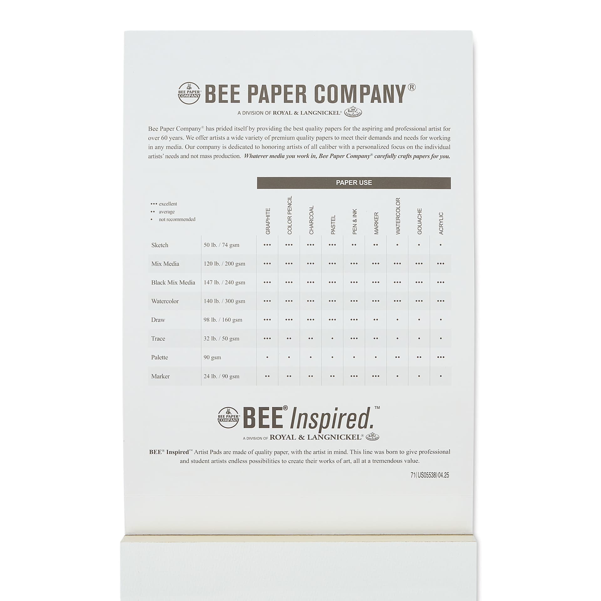 Bee Inspired Tape Bound Watercolor Pad - 9" x 12", 300 gsm, 50 Sheets, paper guide