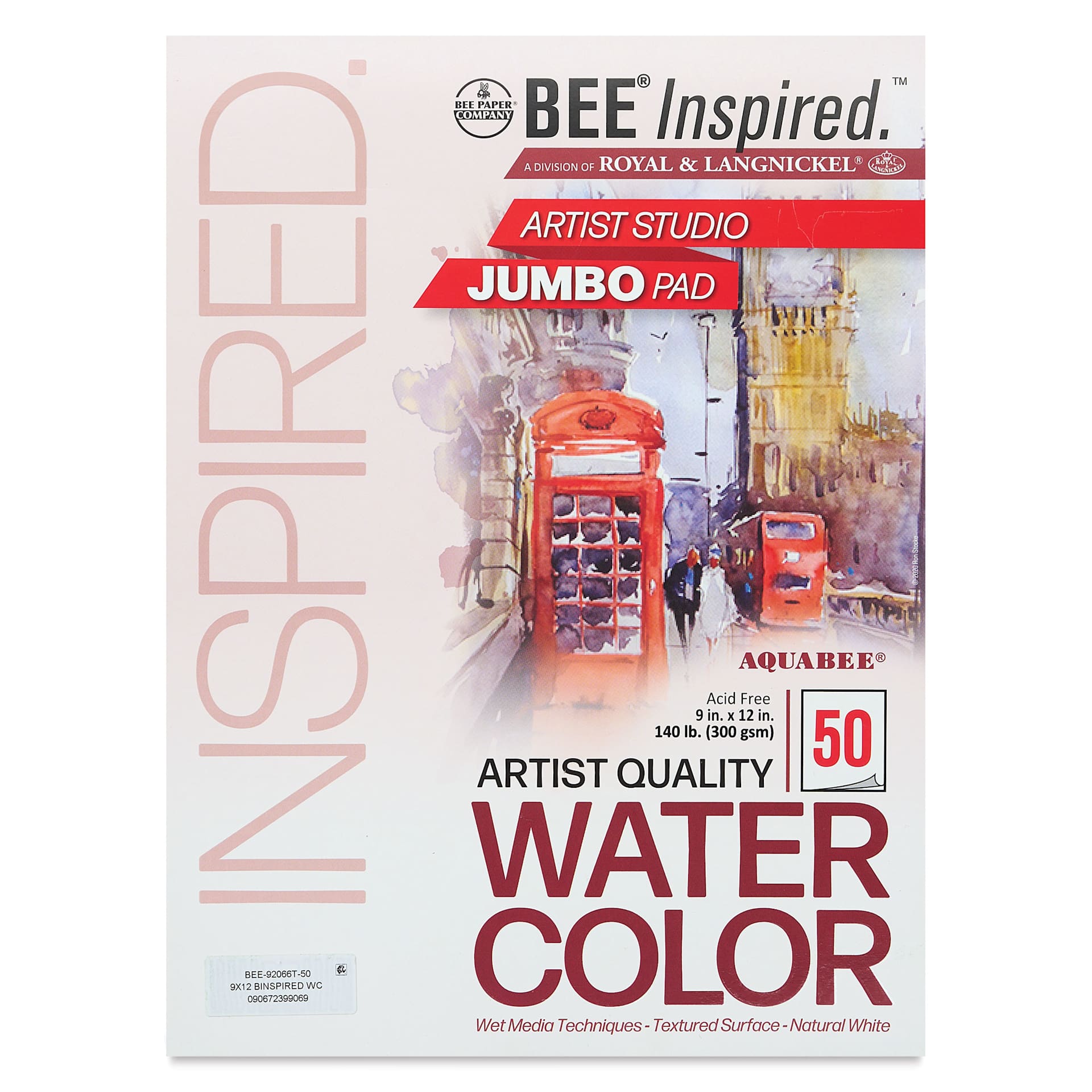 Bee Inspired Tape Bound Watercolor Pad - 9" x 12", 300 gsm, 50 Sheets