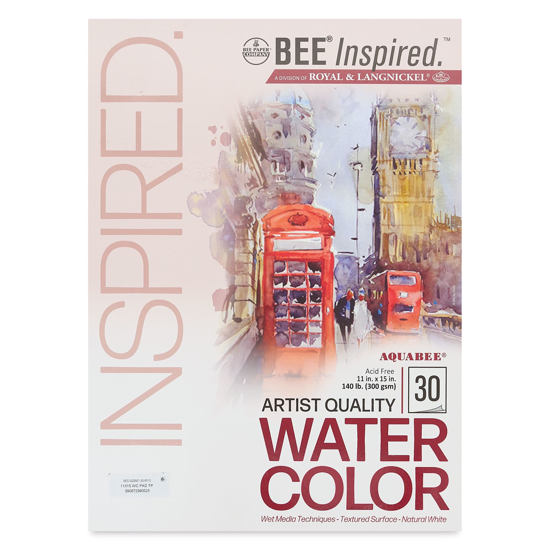 Bee Inspired Tape Bound Watercolor Pad - 11" x 15", 300 gsm, 30 Sheets