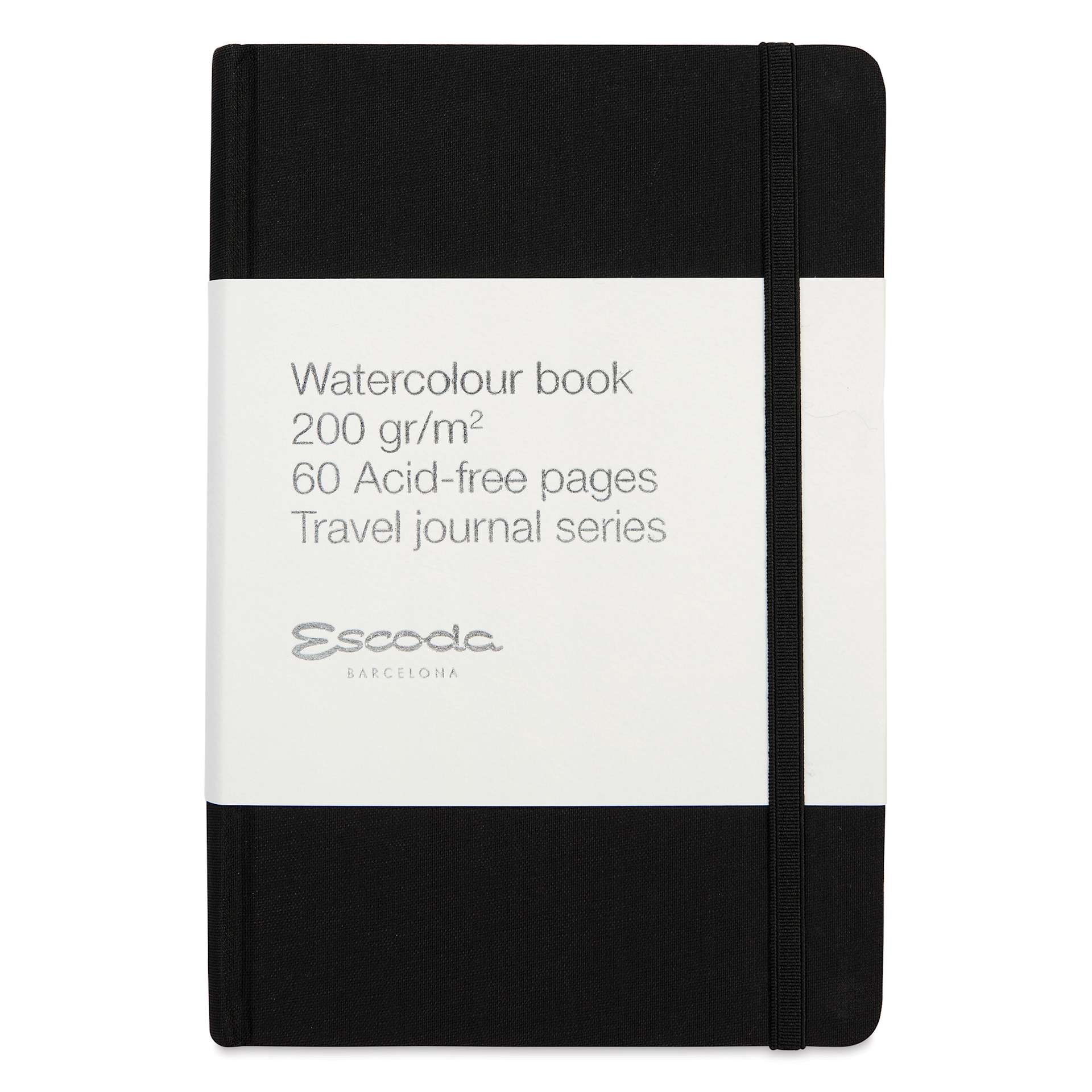 Escoda Watercolor Travel Journal - 5.5" x 8.26", front cover with packaging label