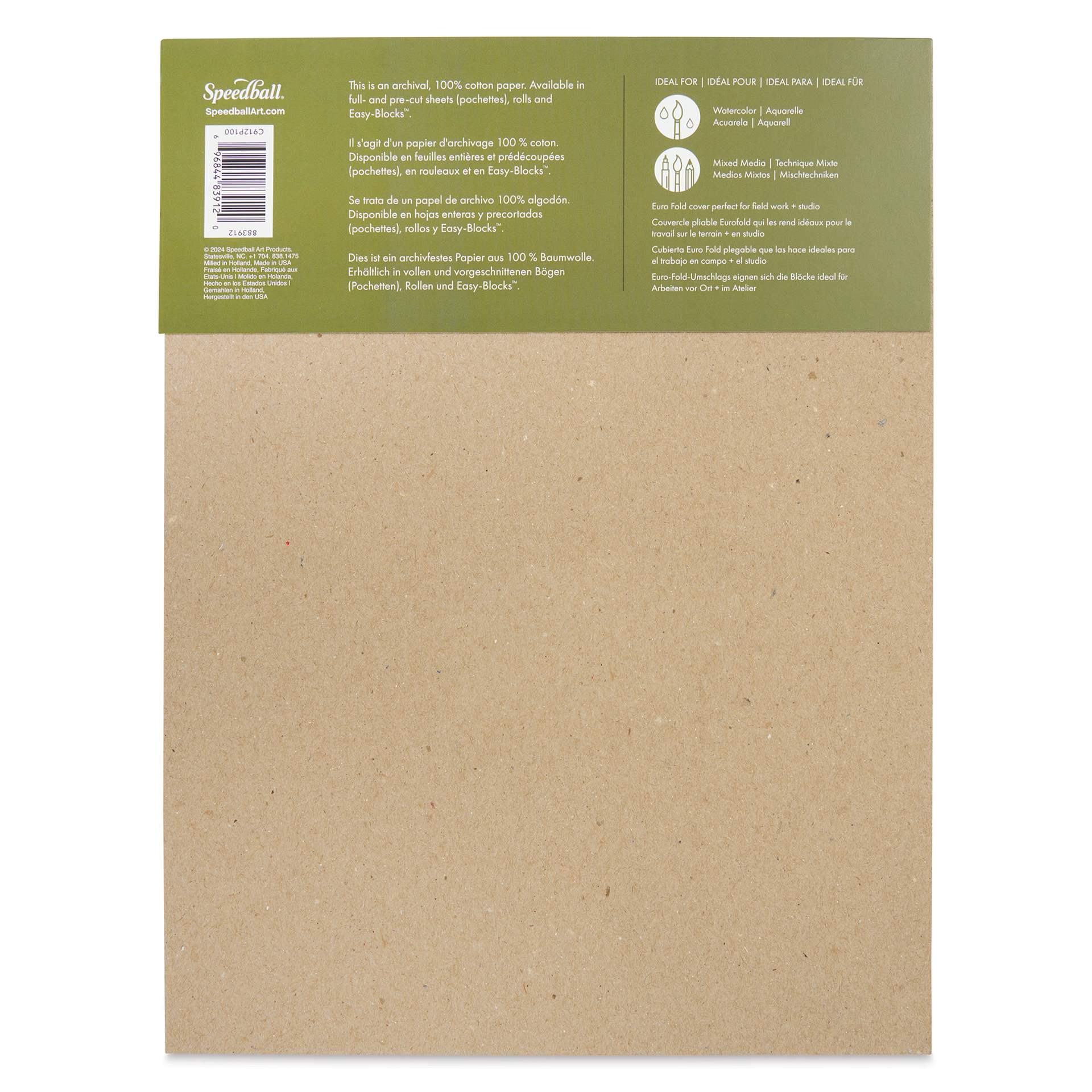 Fluid 100 Watercolor Pad - 9" x 12", Cold Press, 20 Sheets, back of pad