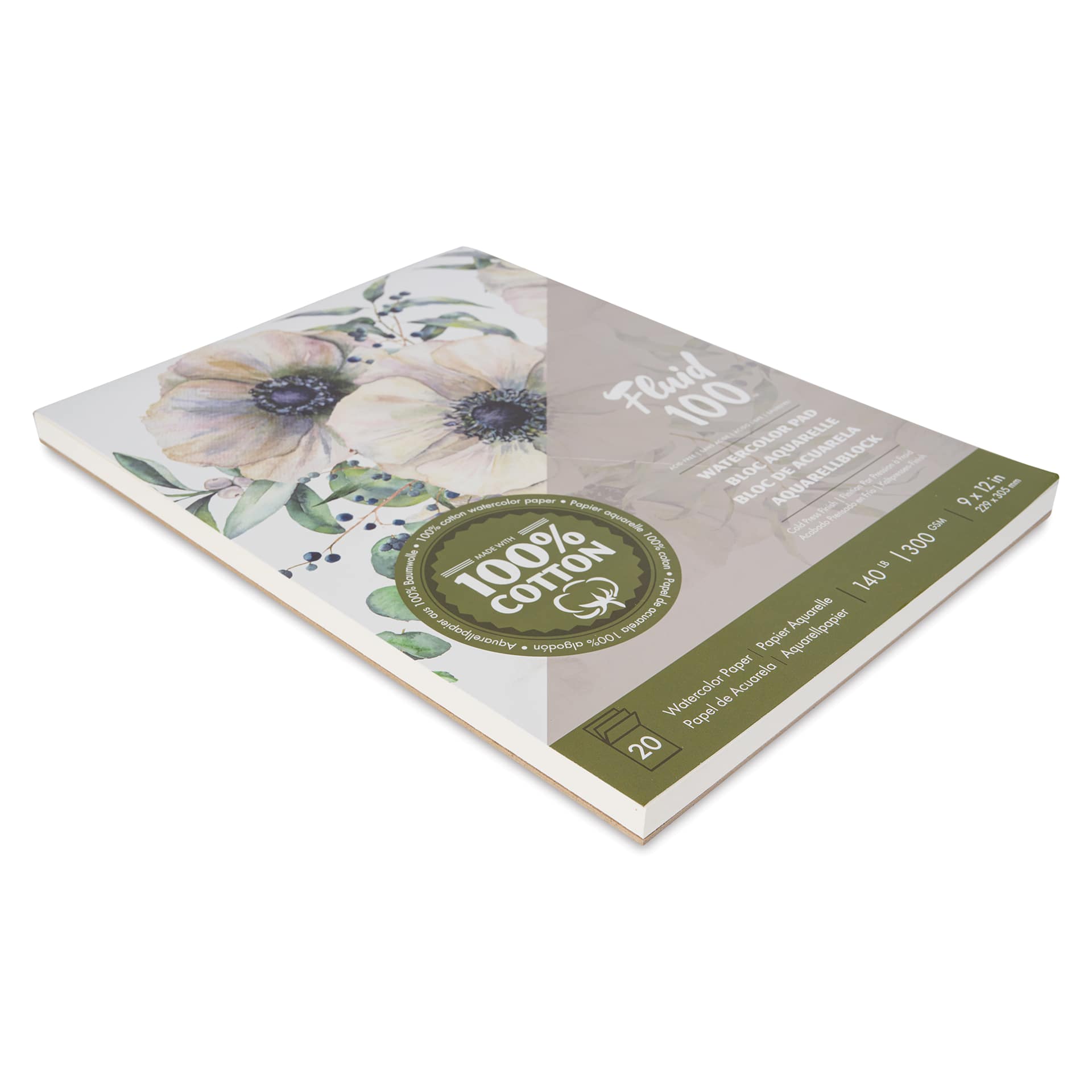 Fluid 100 Watercolor Pad - 9" x 12", Cold Press, 20 Sheets