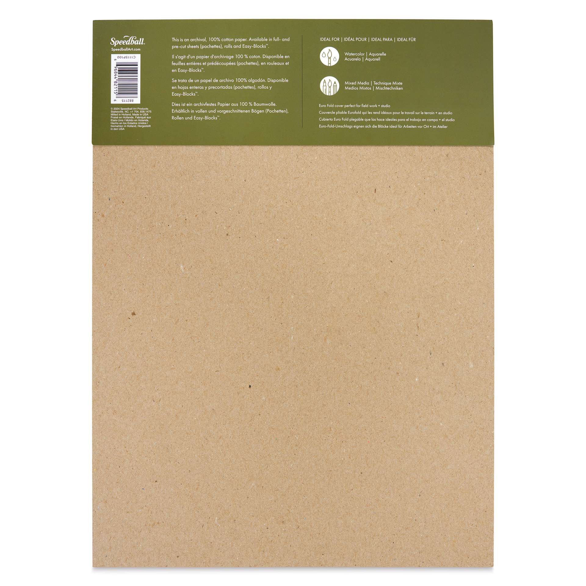 Fluid 100 Watercolor Pad - 11" x 15", Cold Press, 20 Sheets, back of pad