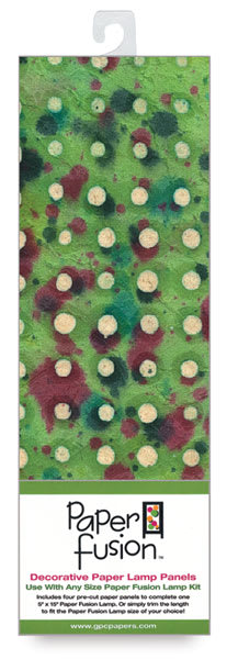 Paper Fusion Decorative Paper Lamp Panels - Citrus Green Lotsa Dots pattern in package