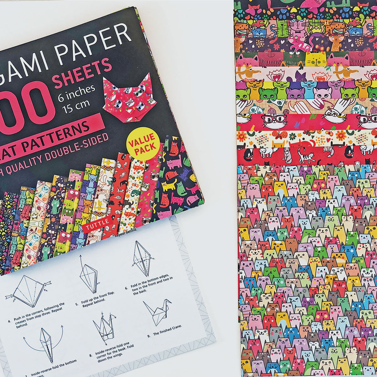 Tuttle Origami Pack Cat Patterns, Assorted Sheets