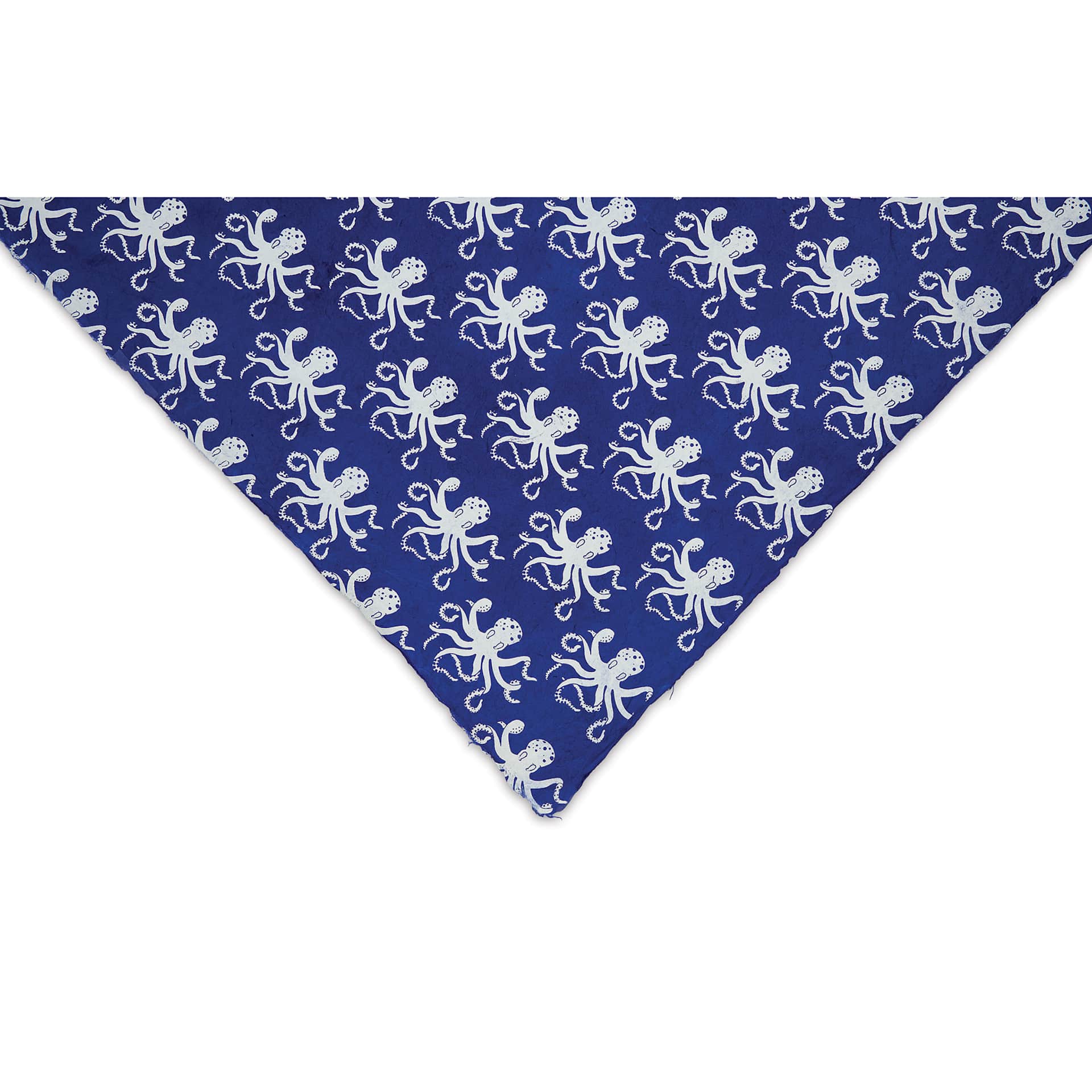 Aitoh Octopus Print Lokta Papers - White on Blue, 19-1/2" x 29-1/2", corner of sheet