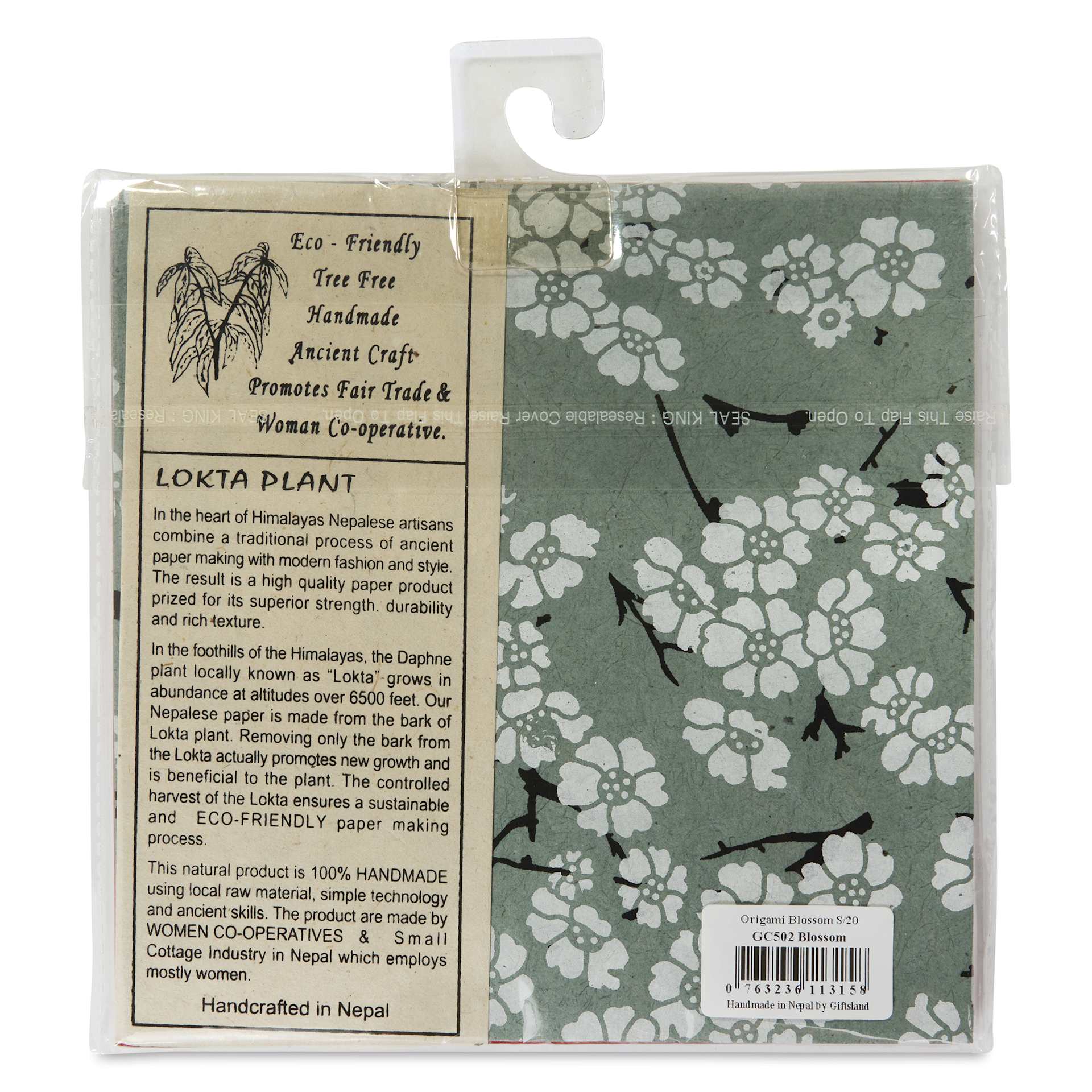 Lotka Origami Paper Packs - 6" x 6", Blossom, Pkg of 20 Sheets, back of package