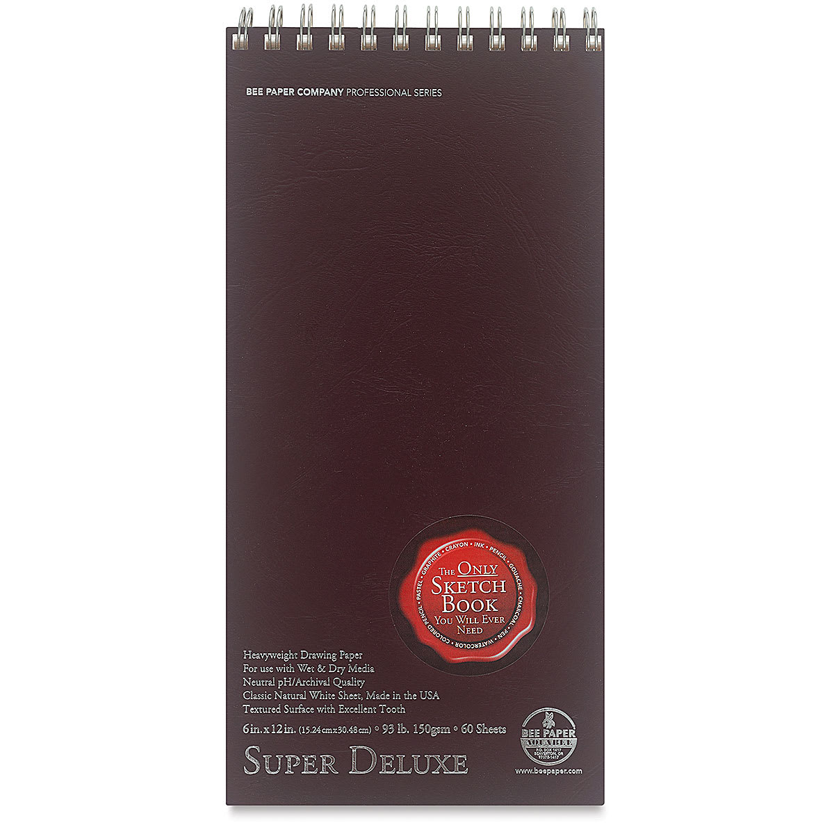 Bee Paper Aquabee Super Deluxe Sketchbook - 6" x 12", 60 Sheets