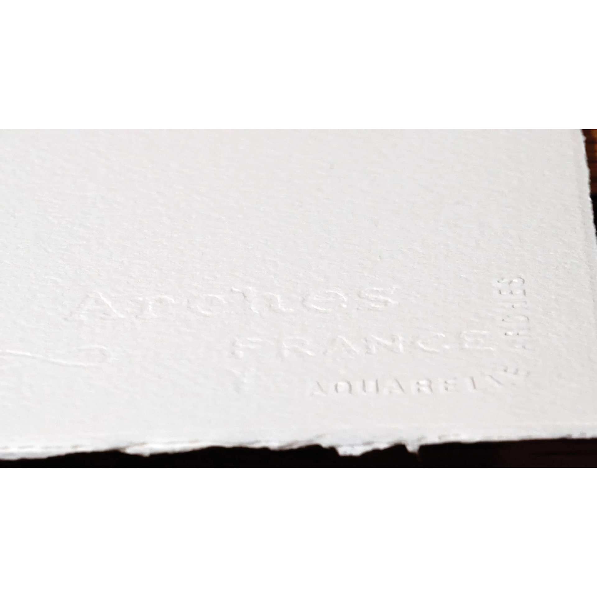 Arches Natural White Watercolor Paper, close-up of Arches imprint