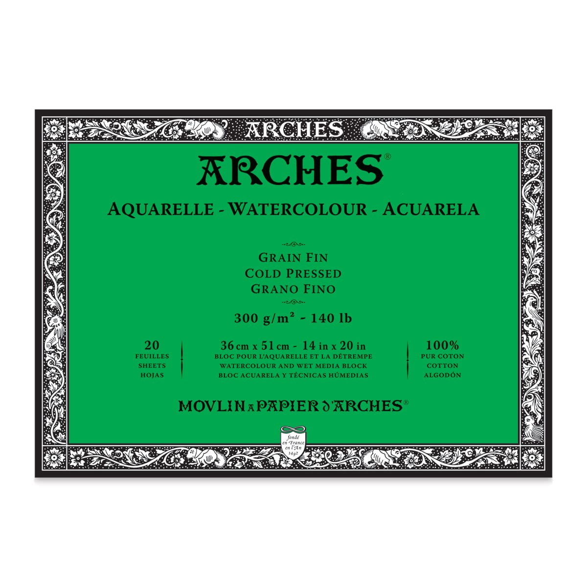 Arches Watercolor Block - 14" x 20", Cold Press, 20 Sheets