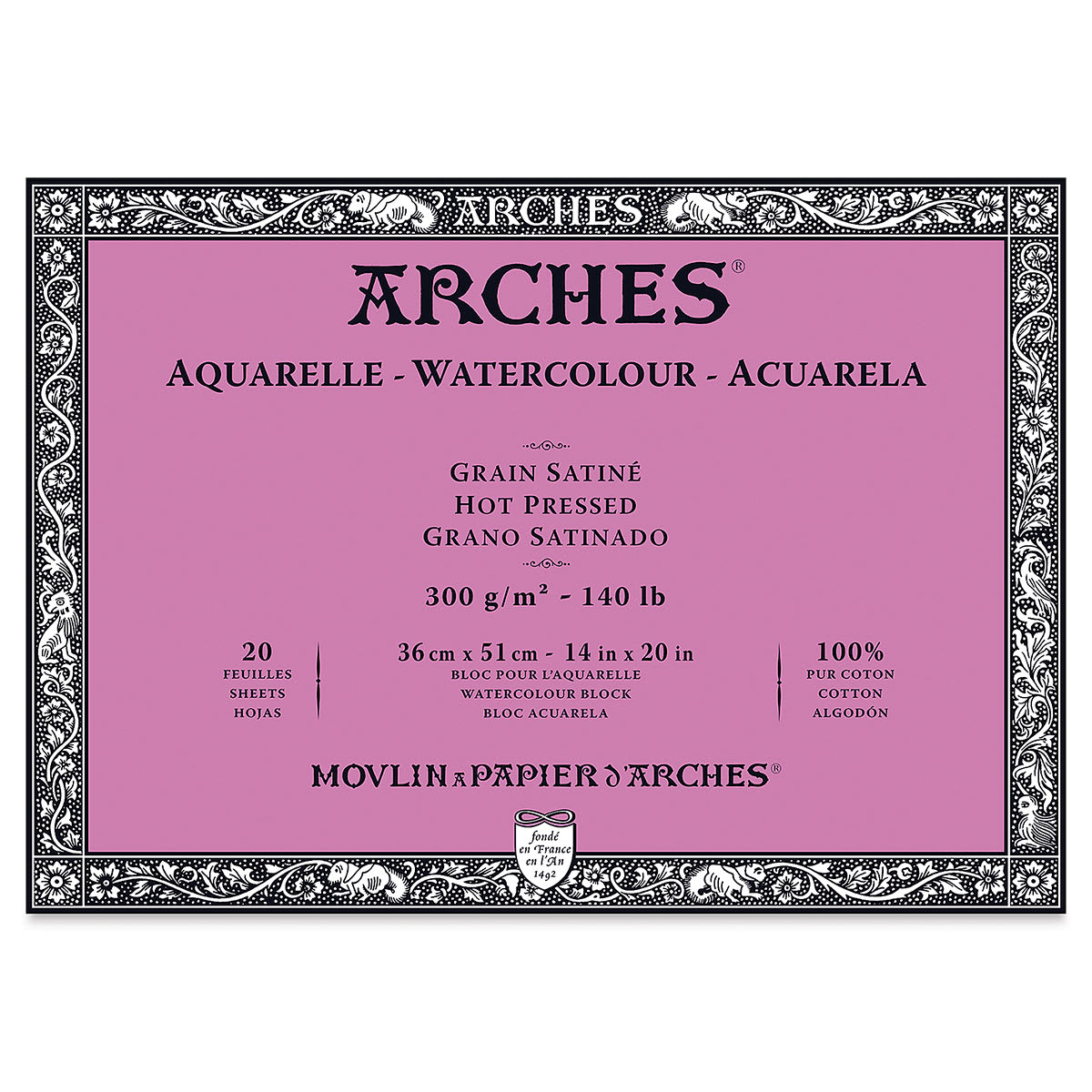 Arches Watercolor Block - 14" x 20", Hot Press, 20 Sheets