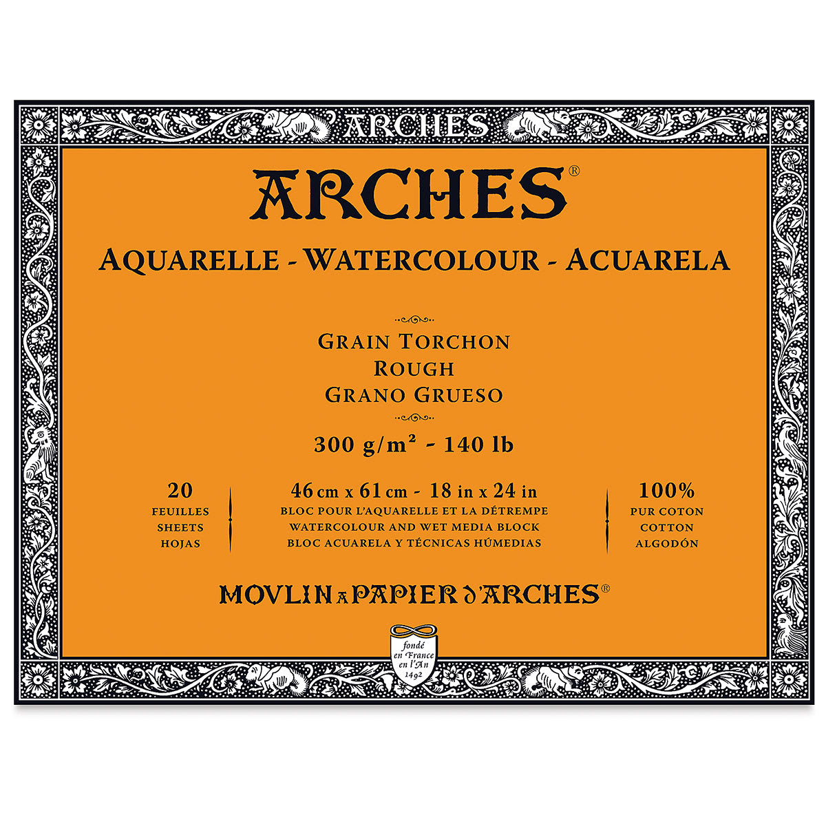 Arches Watercolor Block - 18" x 24", Rough, 20 Sheets