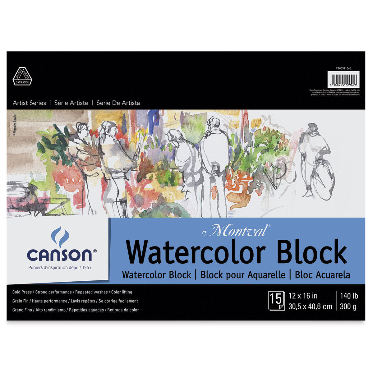 Canson Montval Watercolor Block - 12" x 16", 15 Sheets