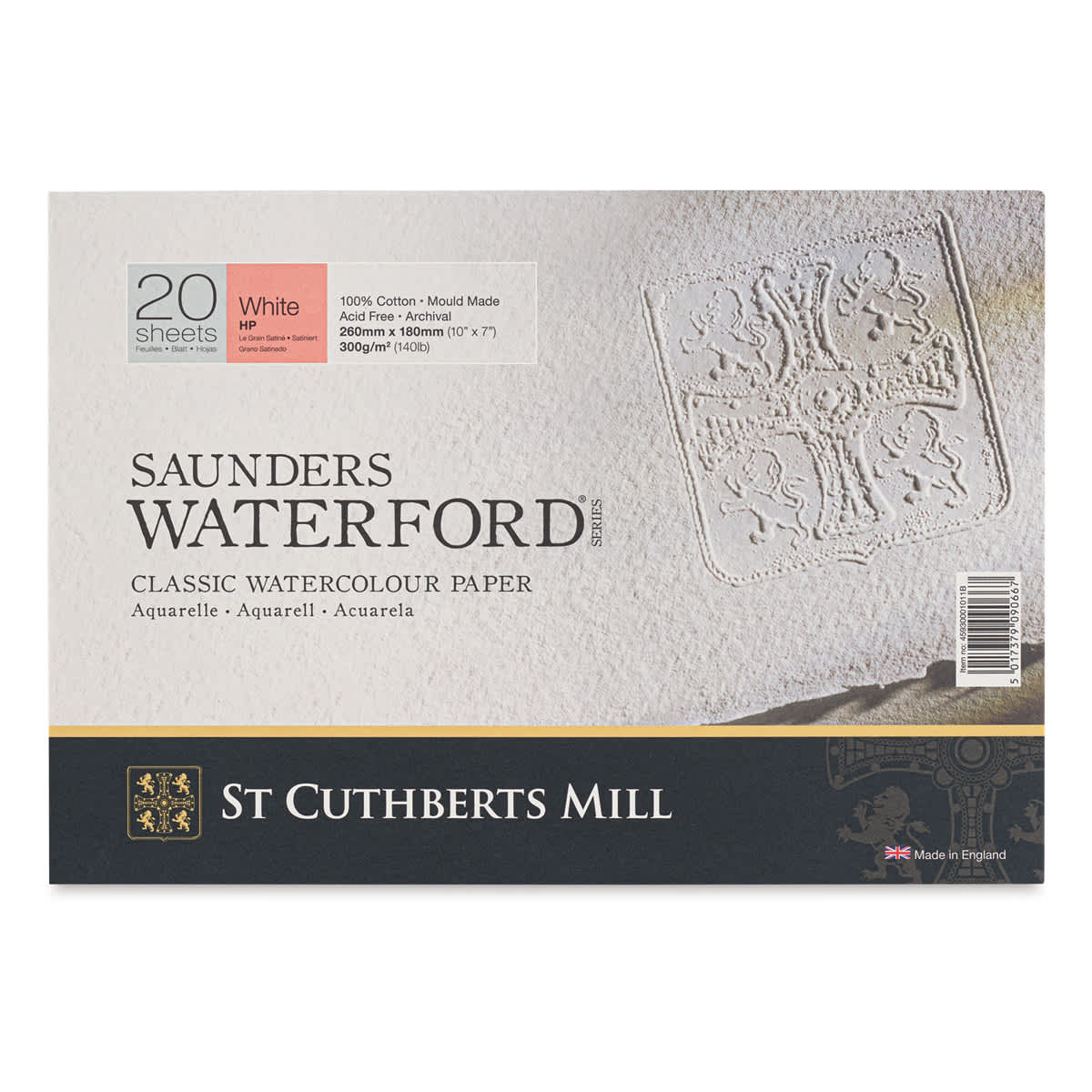 Saunders Waterford Watercolor Block - 7" x 10", Hot Press, 140 lb, 20 Sheets (front cover)