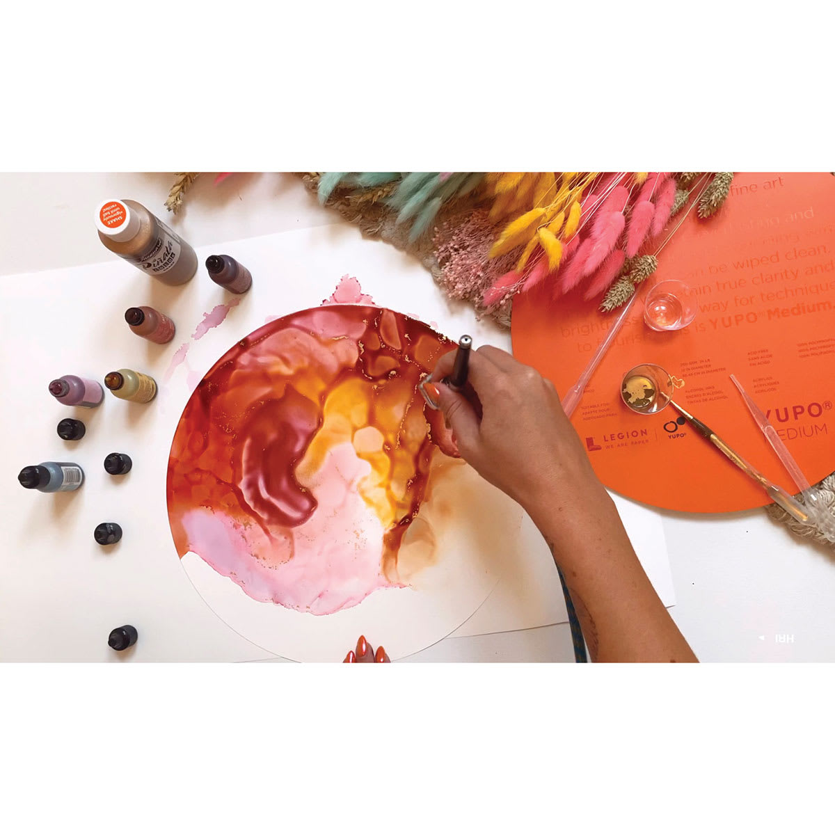 Legion Yupo Round Watercolor Paper - Alcohol artwork in progress by Hannah Rose