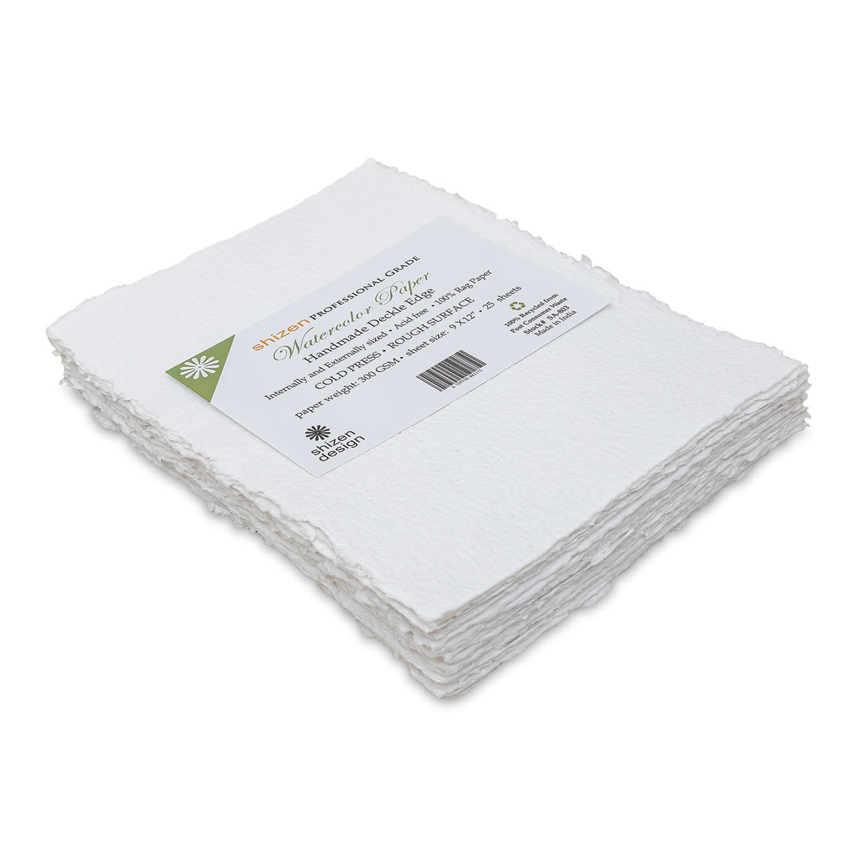 Shizen Professional Watercolor Paper - 9" x 12", Cold Press/Rough, 25 Sheets