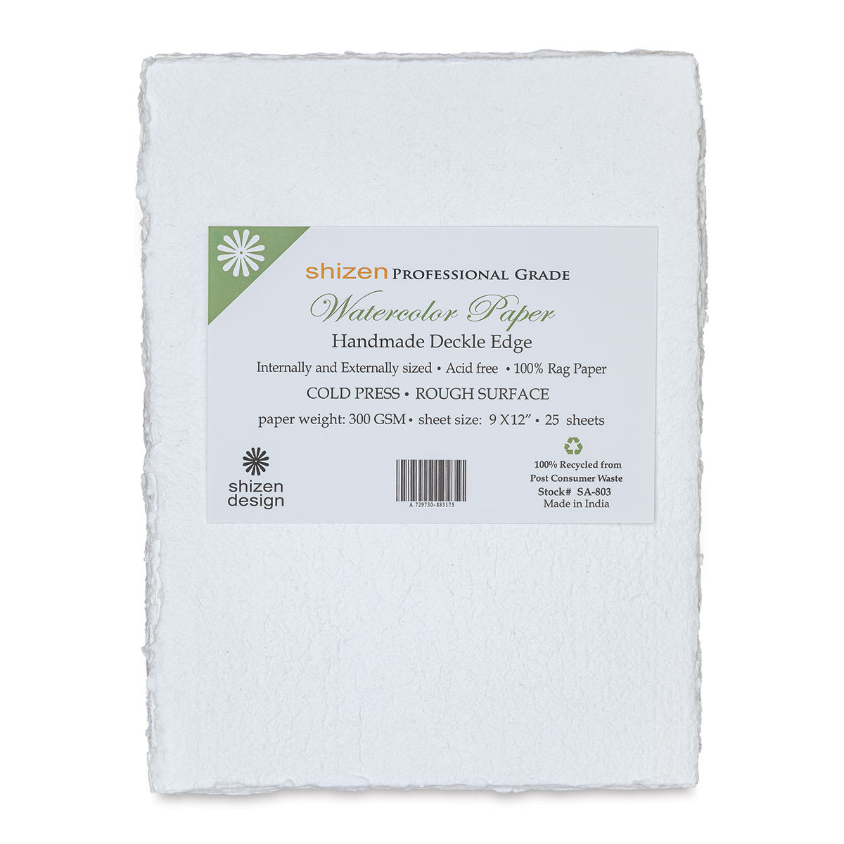 Shizen Professional Watercolor Paper - 9" x 12", Cold Press/Rough, 25 Sheets